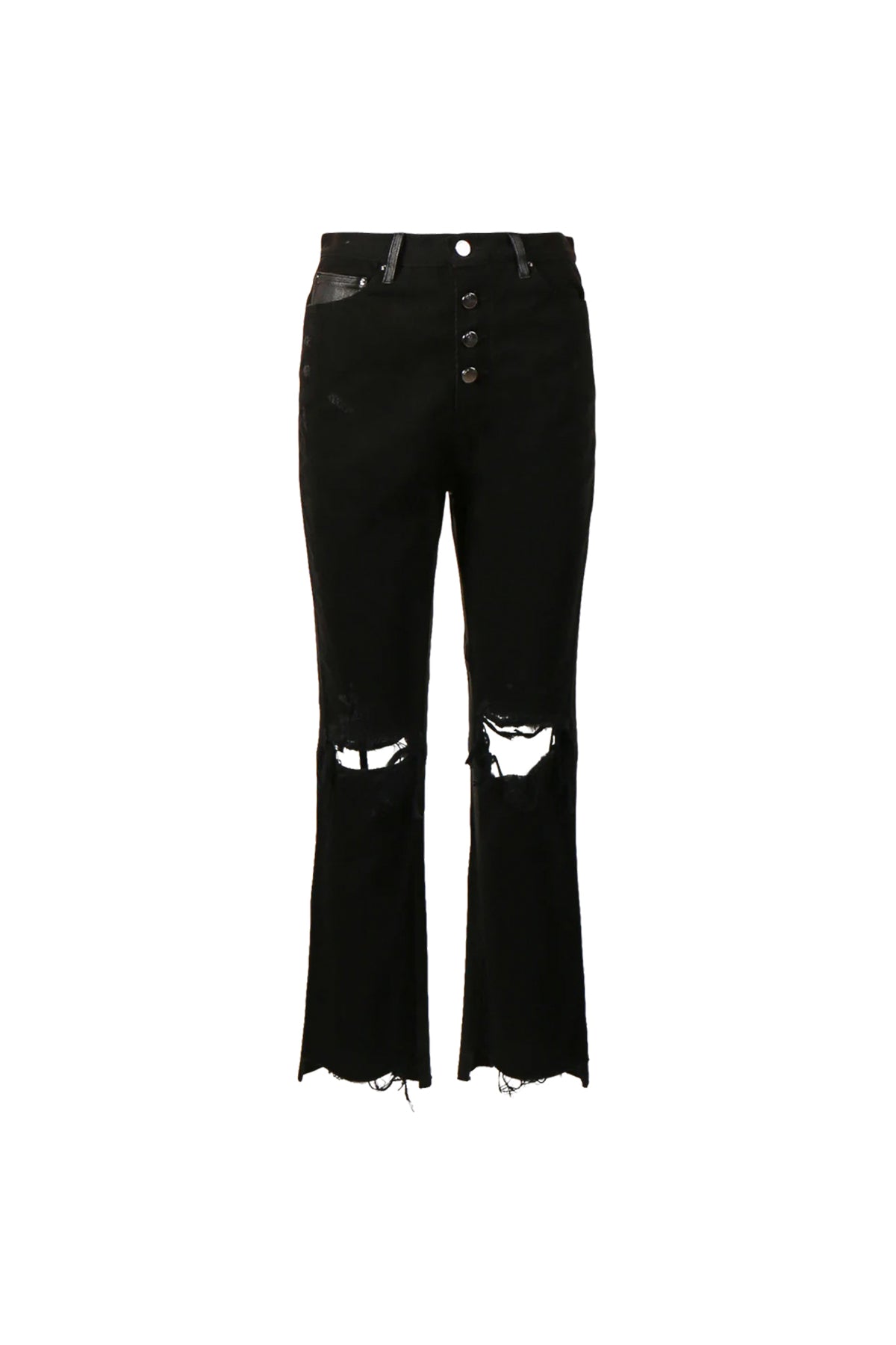 AMIRI | LEATHER DENIM CROP FLARE PANTS