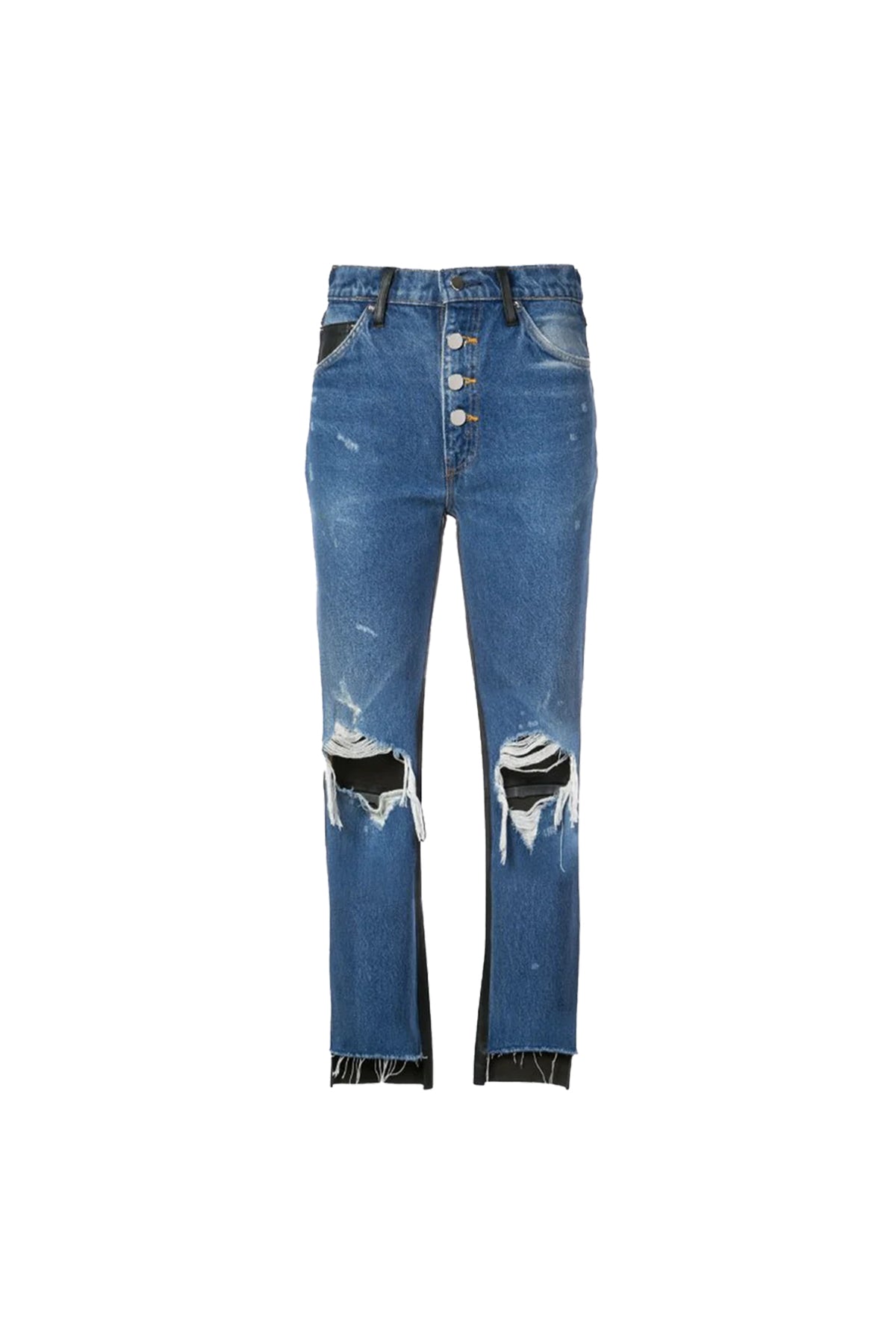 AMIRI | LEATHER DENIM CROP FLARE PANTS