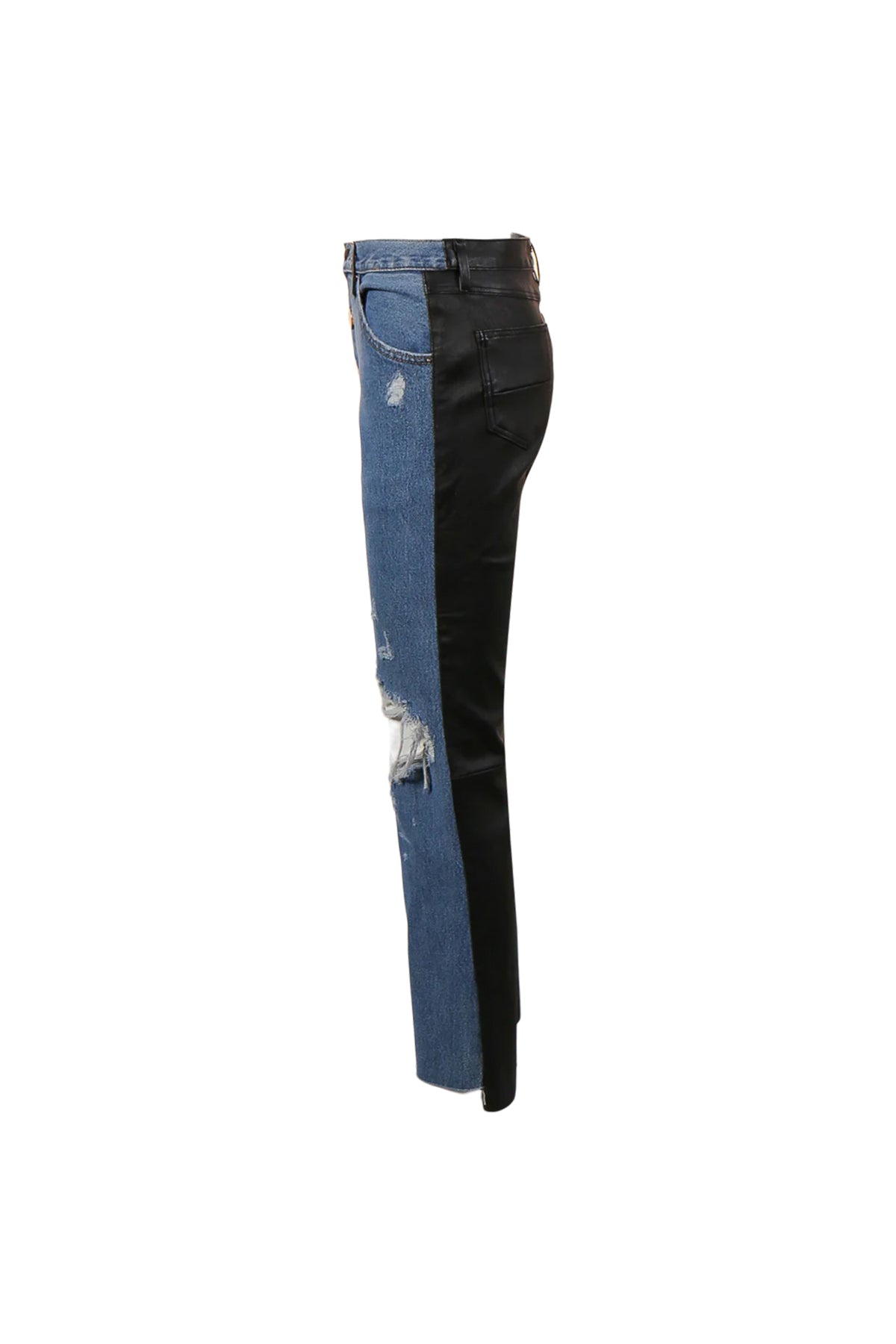 AMIRI | LEATHER DENIM CROP FLARE PANTS