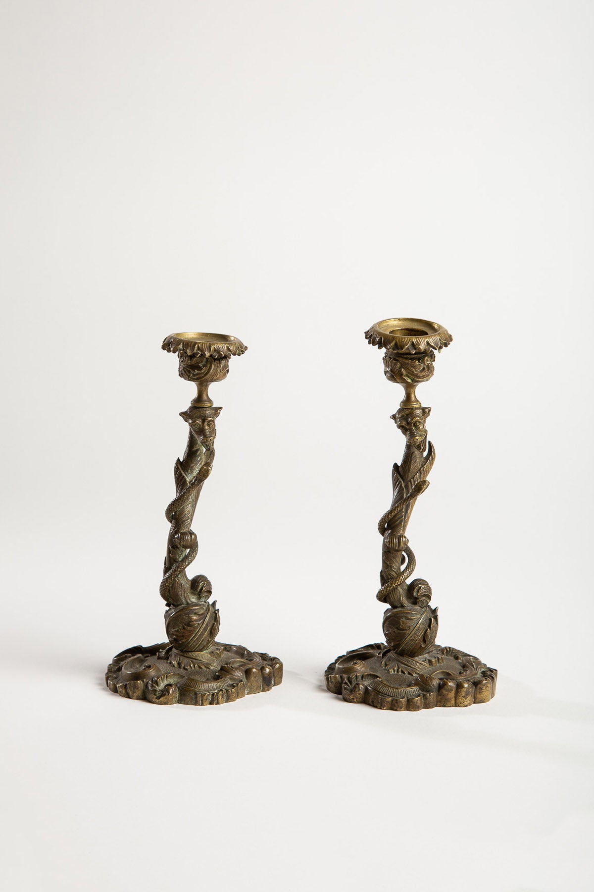 MAXFIELD PRIVATE COLLECTION | PAIR OF DRAGON/SNAKE CANDLESTICKS - MAXFIELD LA