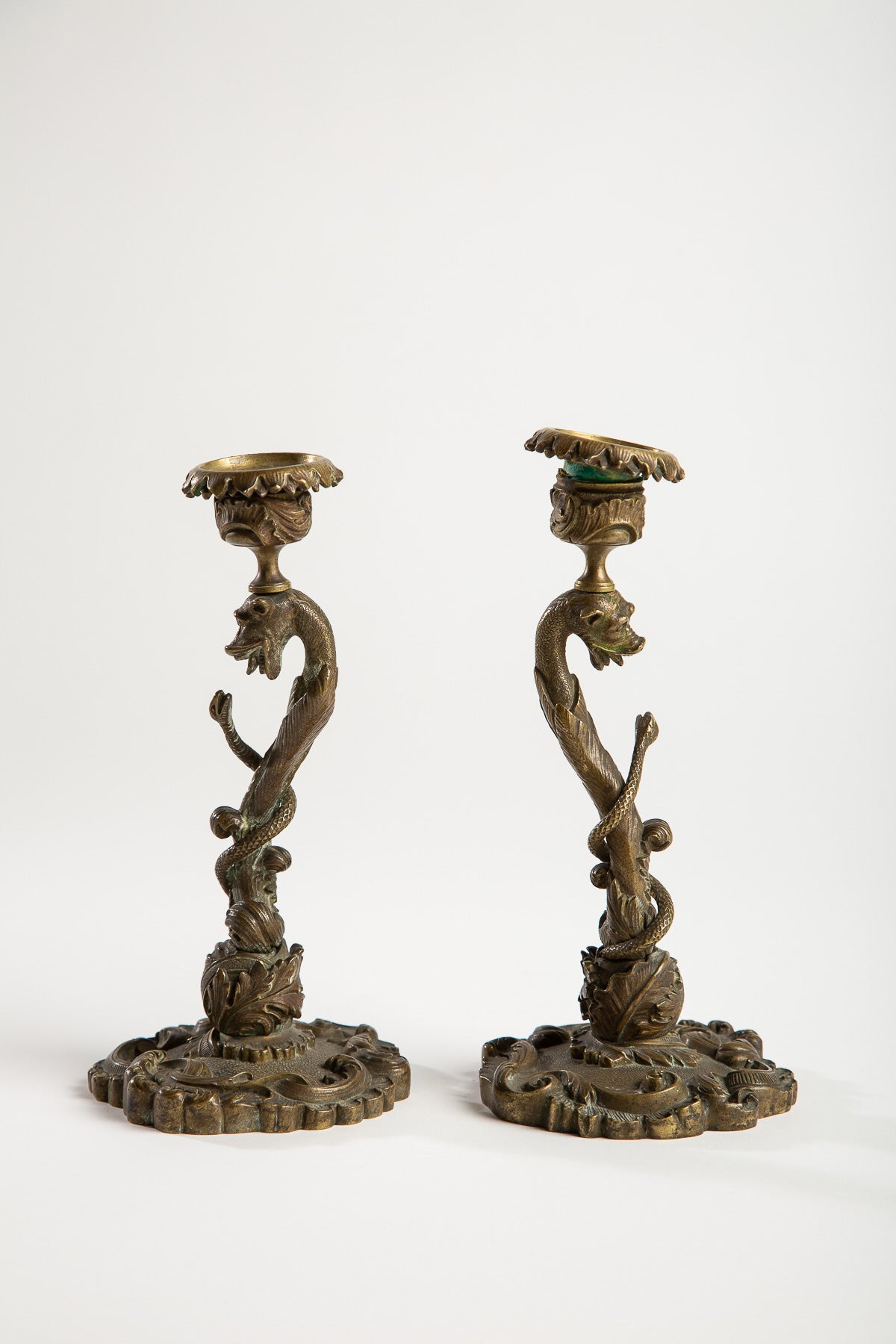 MAXFIELD PRIVATE COLLECTION | PAIR OF DRAGON/SNAKE CANDLESTICKS - MAXFIELD LA