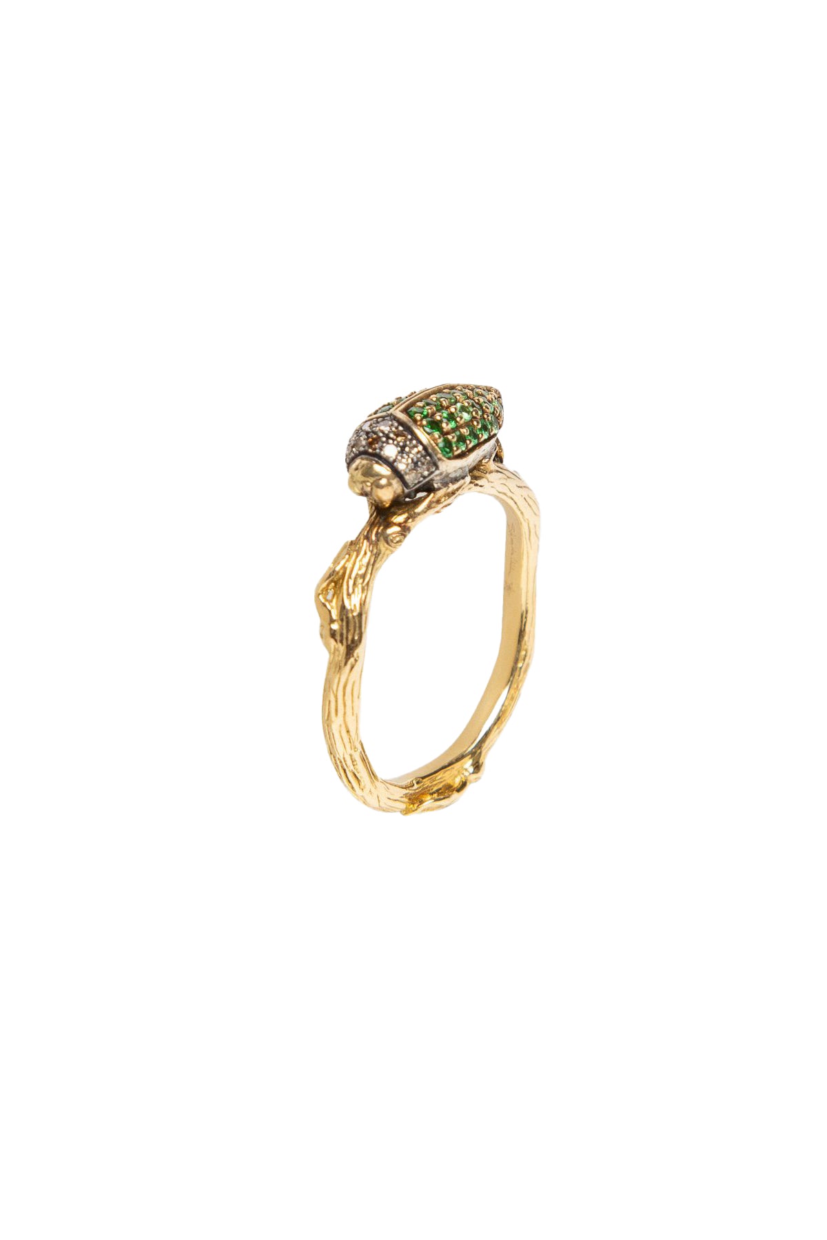 BIBI VAN DER VELDEN | GREEN SCARAB STACK RING