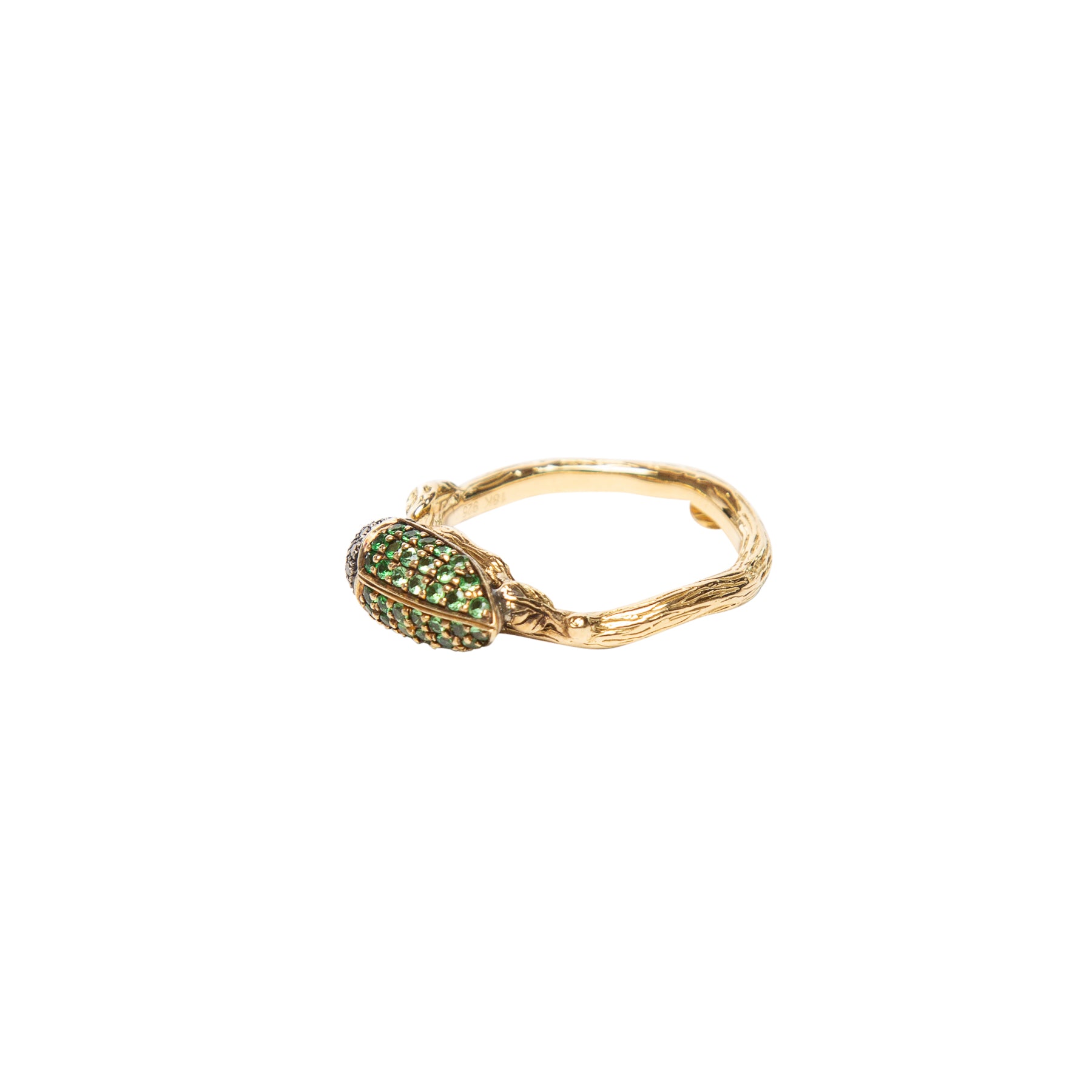 BIBI VAN DER VELDEN | GREEN SCARAB STACK RING