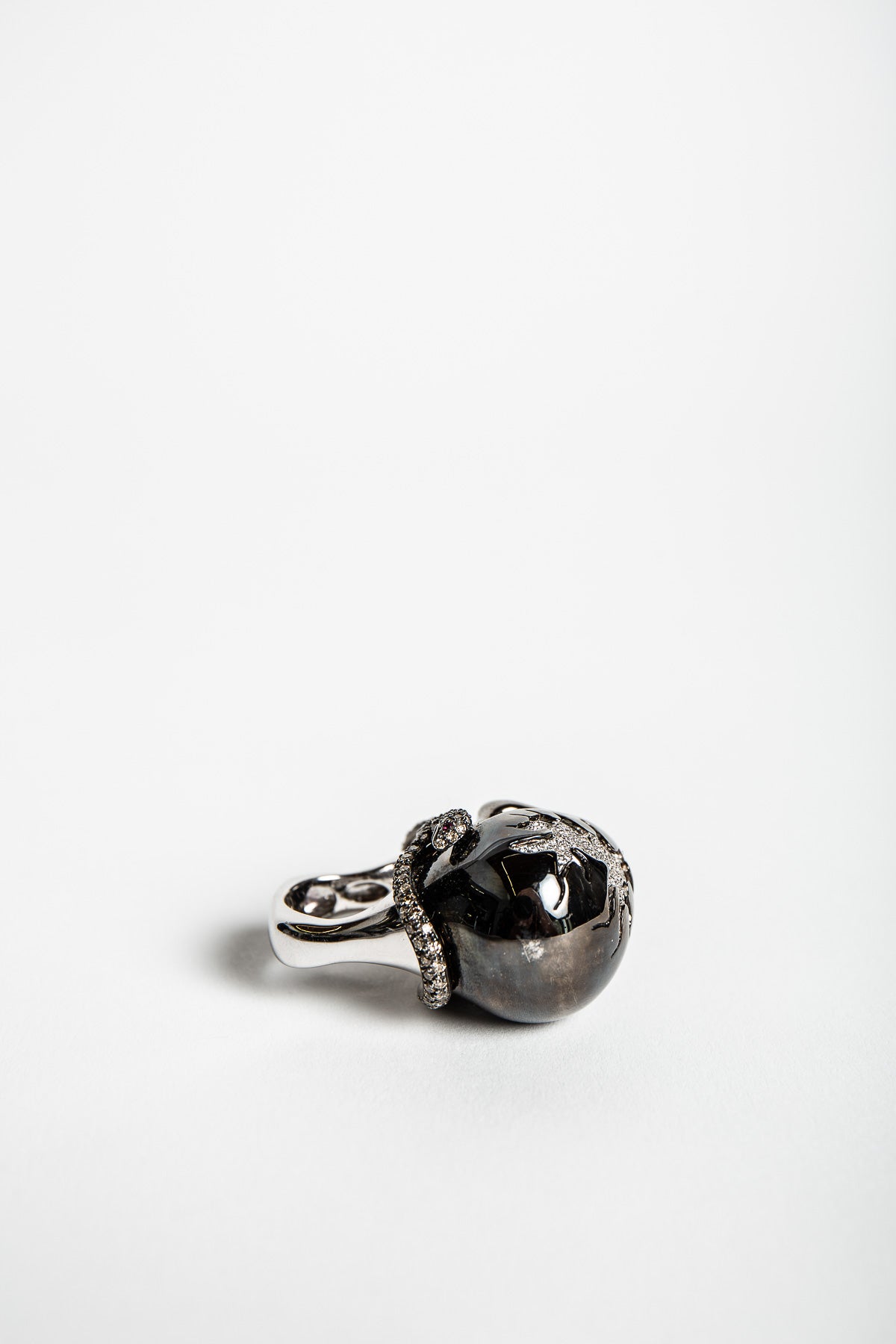 MAXFIELD PRIVATE COLLECTION | DIAMOND SKULL SNAKE RING - MAXFIELD LA