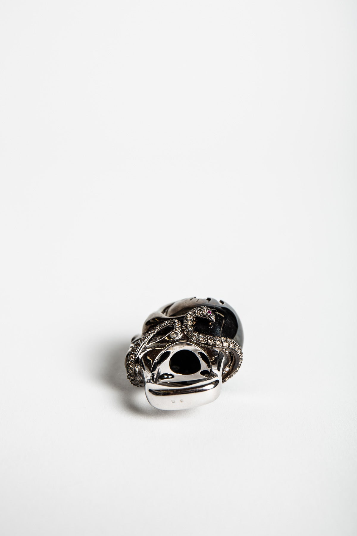 MAXFIELD PRIVATE COLLECTION | DIAMOND SKULL SNAKE RING - MAXFIELD LA