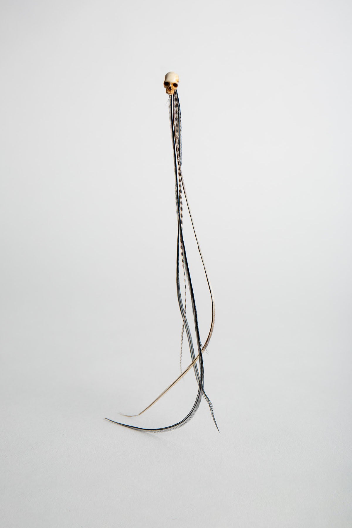 MANIAC | SINGLE SKULL & FEATHER EARRING