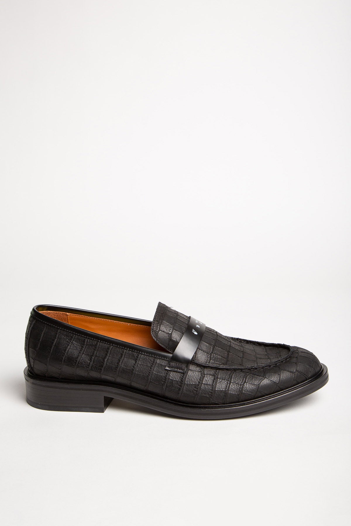 OFF-WHITE | BLACK CROC-EMBOSSED LOAFERS - MAXFIELD LA