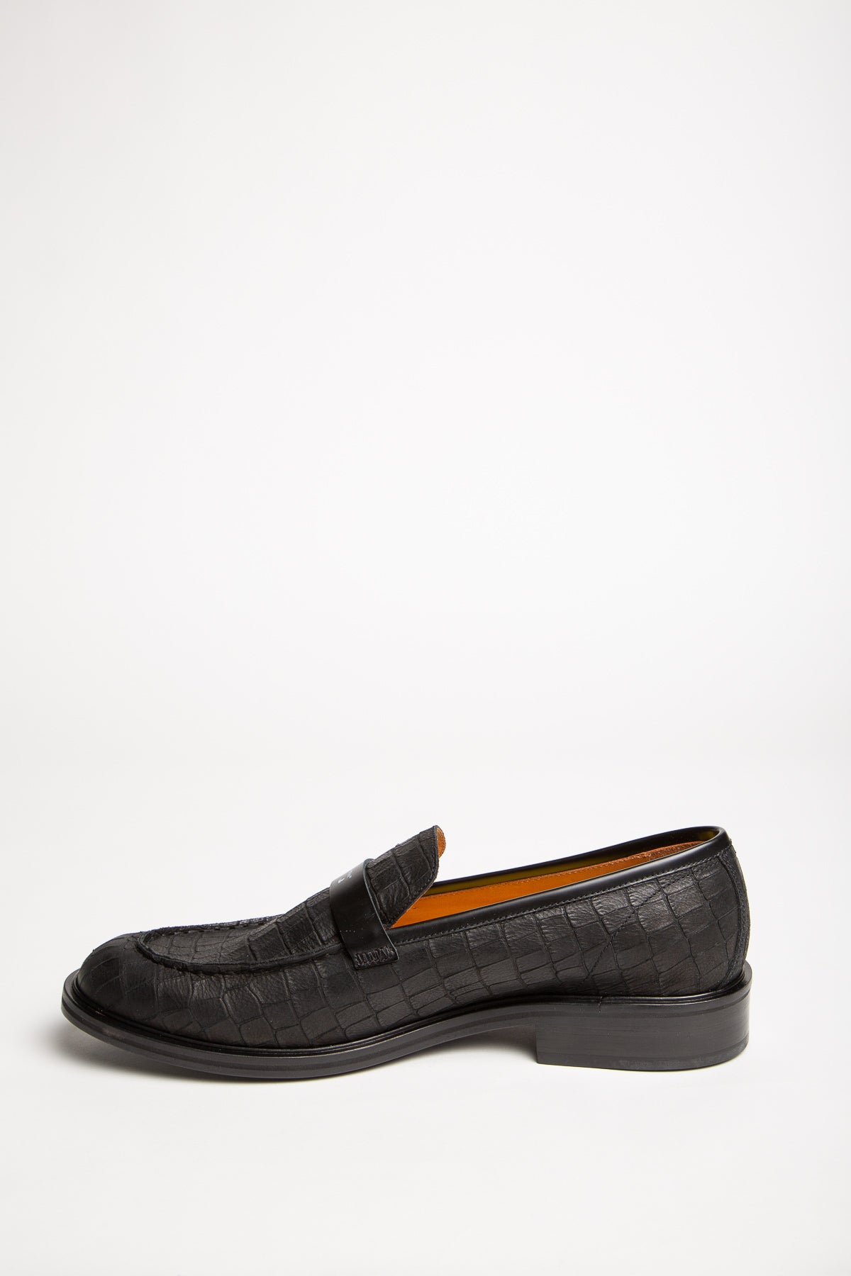 OFF-WHITE | BLACK CROC-EMBOSSED LOAFERS - MAXFIELD LA