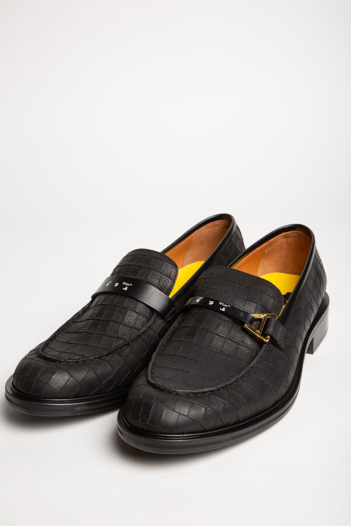 OFF-WHITE | BLACK CROC-EMBOSSED LOAFERS - MAXFIELD LA