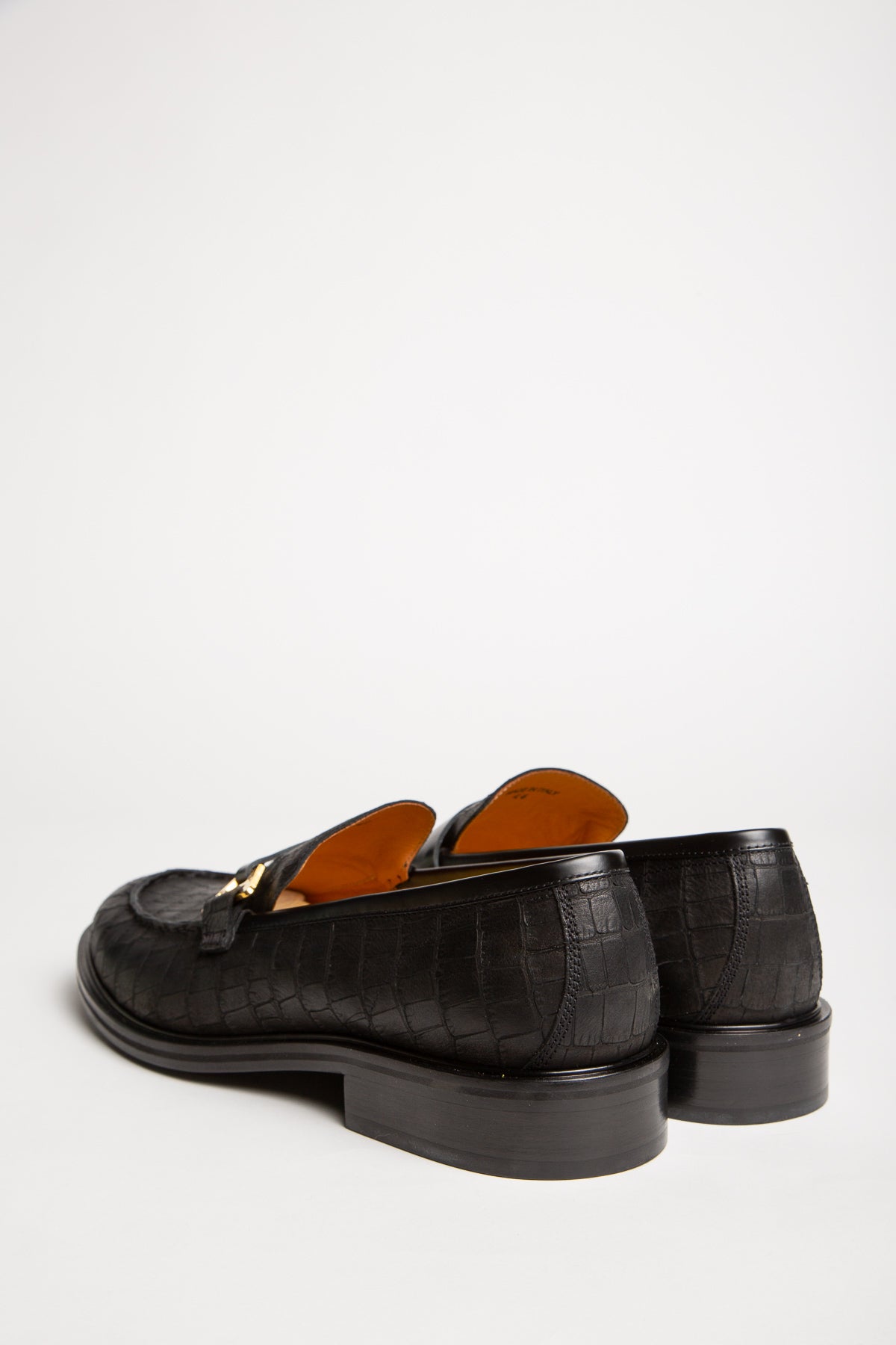 OFF-WHITE | BLACK CROC-EMBOSSED LOAFERS - MAXFIELD LA