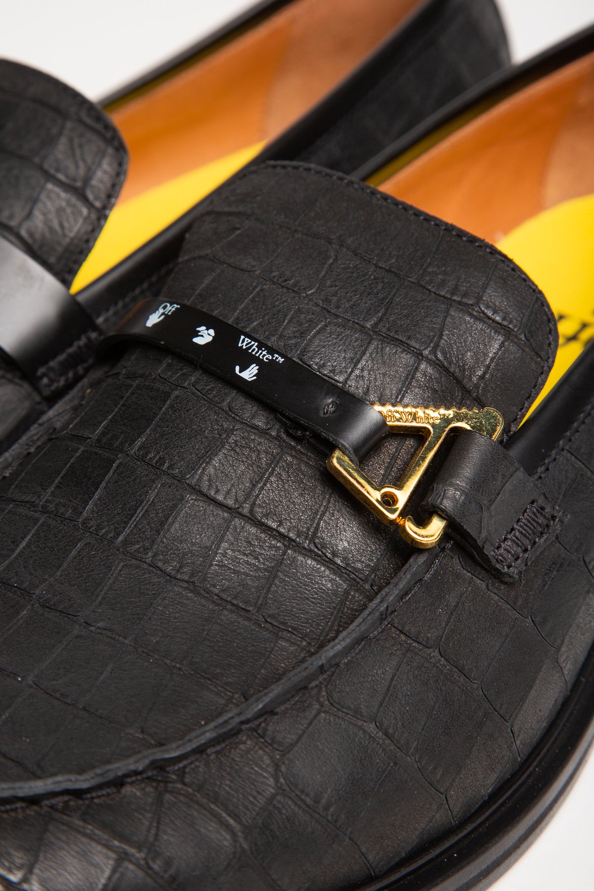 OFF-WHITE | BLACK CROC-EMBOSSED LOAFERS - MAXFIELD LA