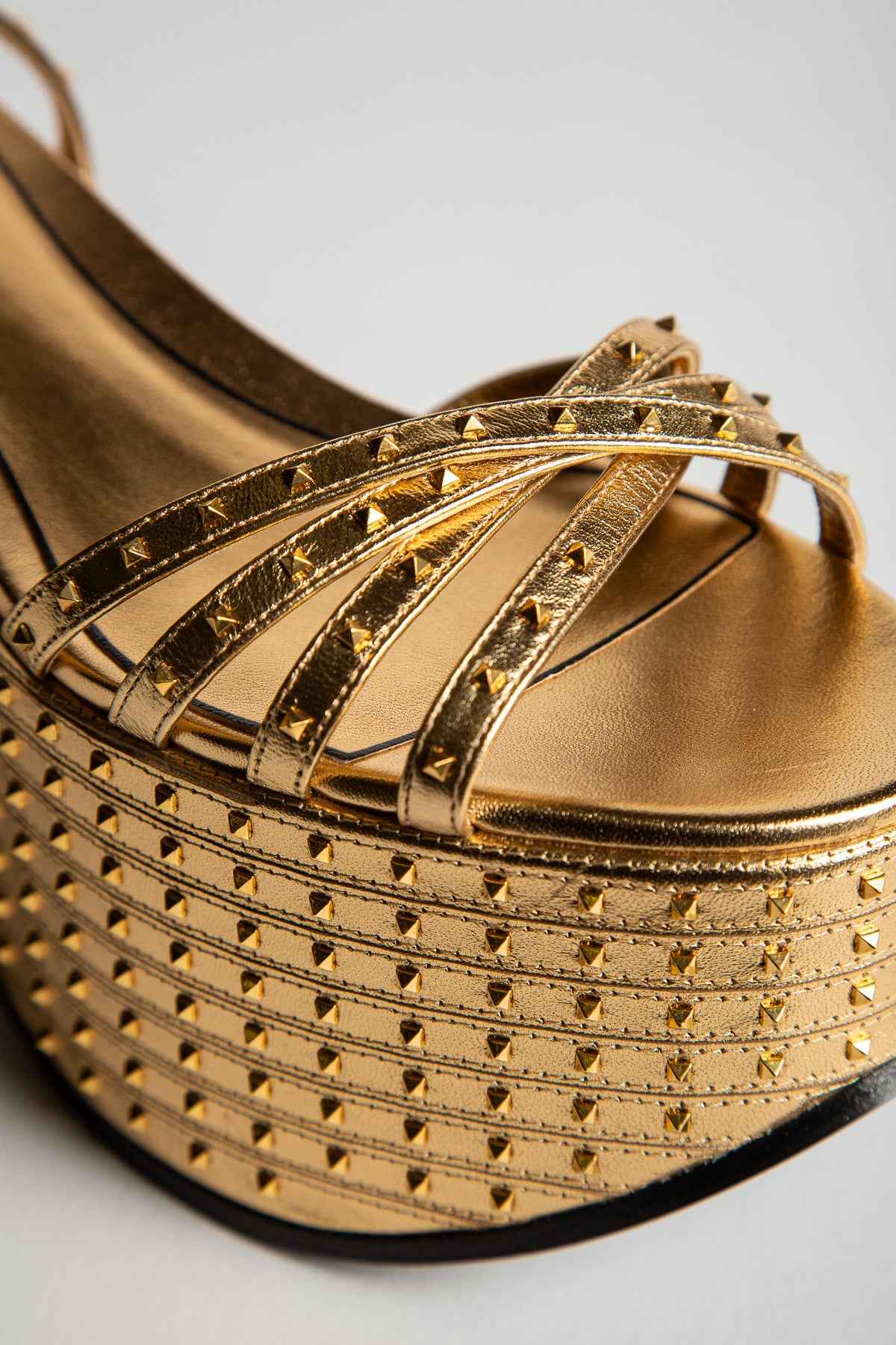 VALENTINO GARAVANI | MICRO STUD PLATFORM WEDGE SANDALS