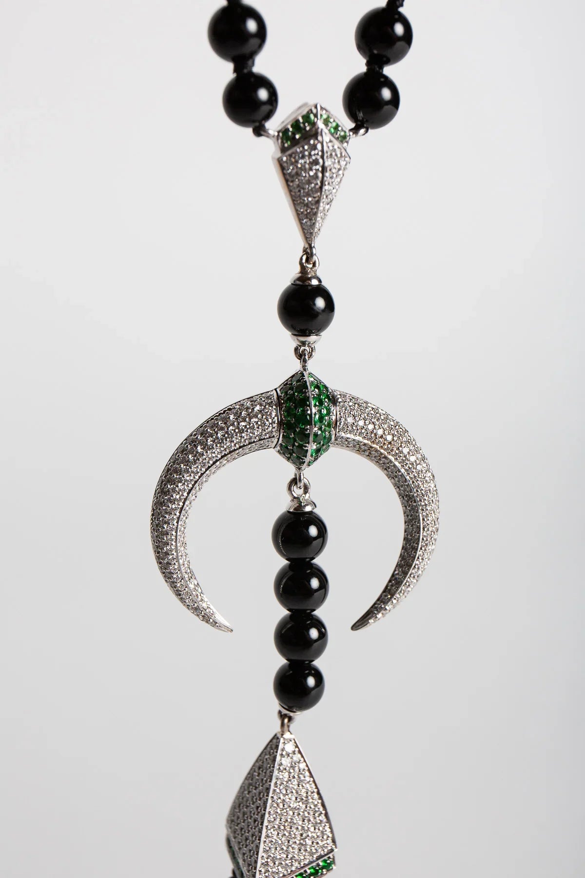 SHAUN LEANE | DIAMOND CRESCENT ONYX BEAD NECKLACE