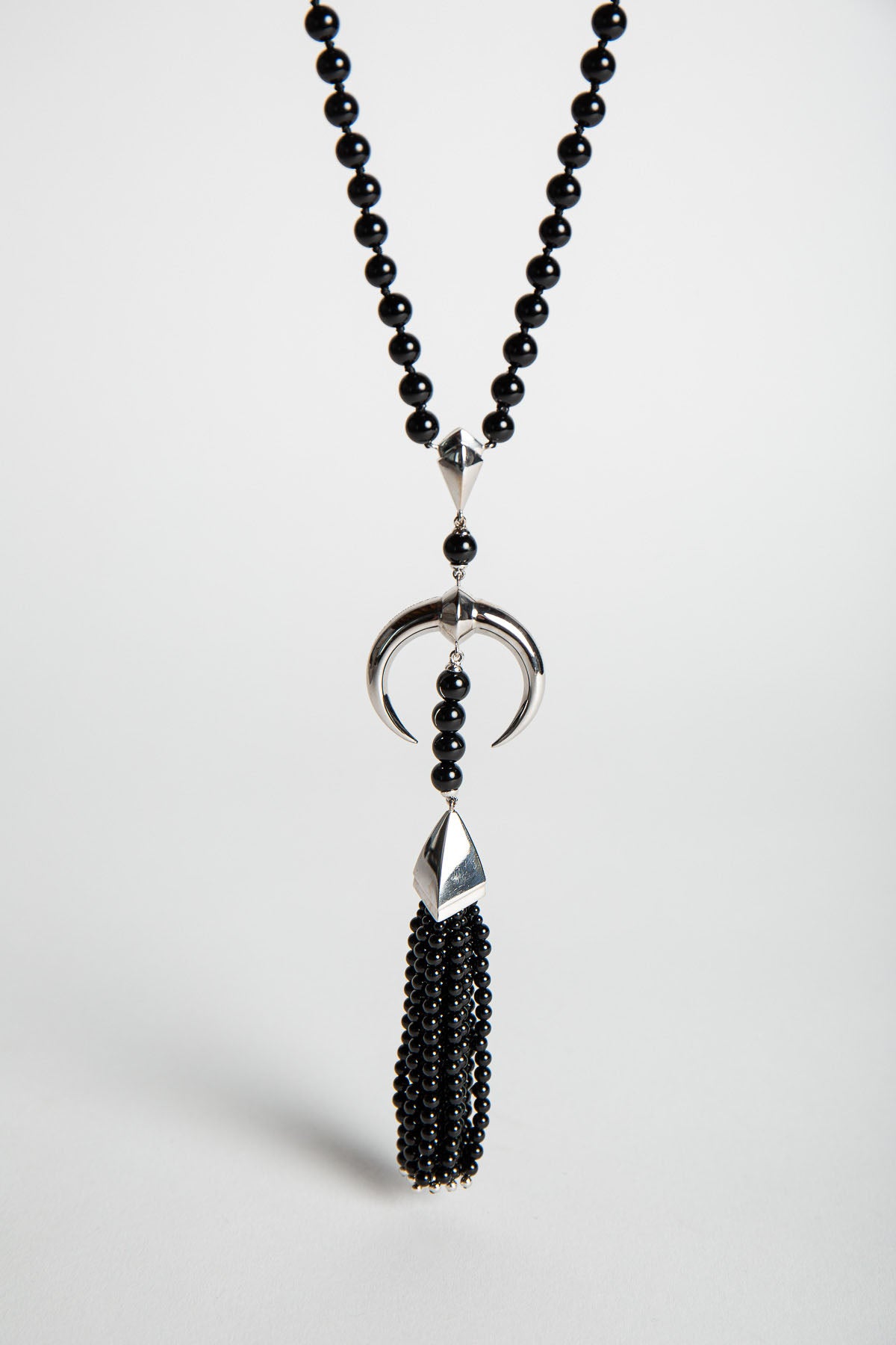 SHAUN LEANE | DIAMOND CRESCENT ONYX BEAD NECKLACE