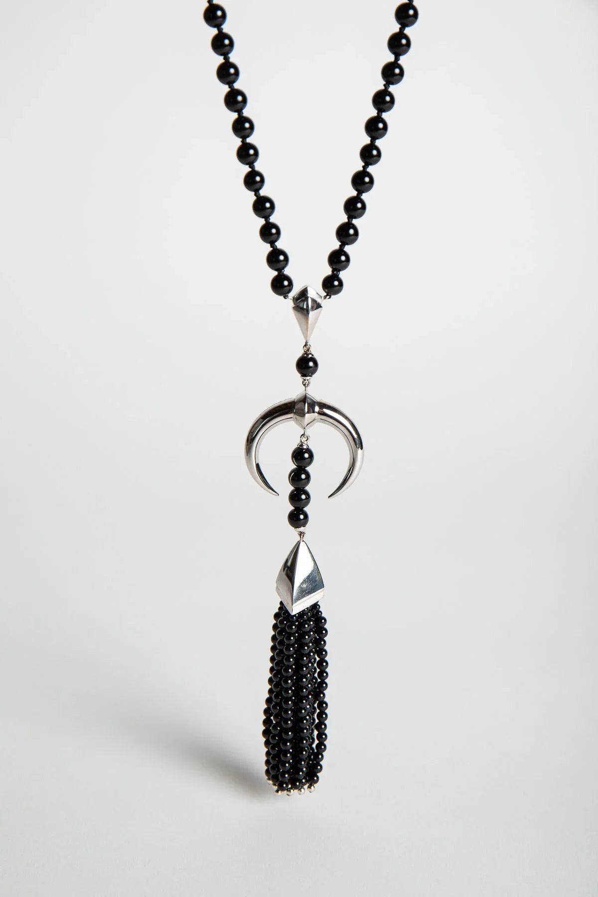 SHAUN LEANE | DIAMOND CRESCENT ONYX BEAD NECKLACE