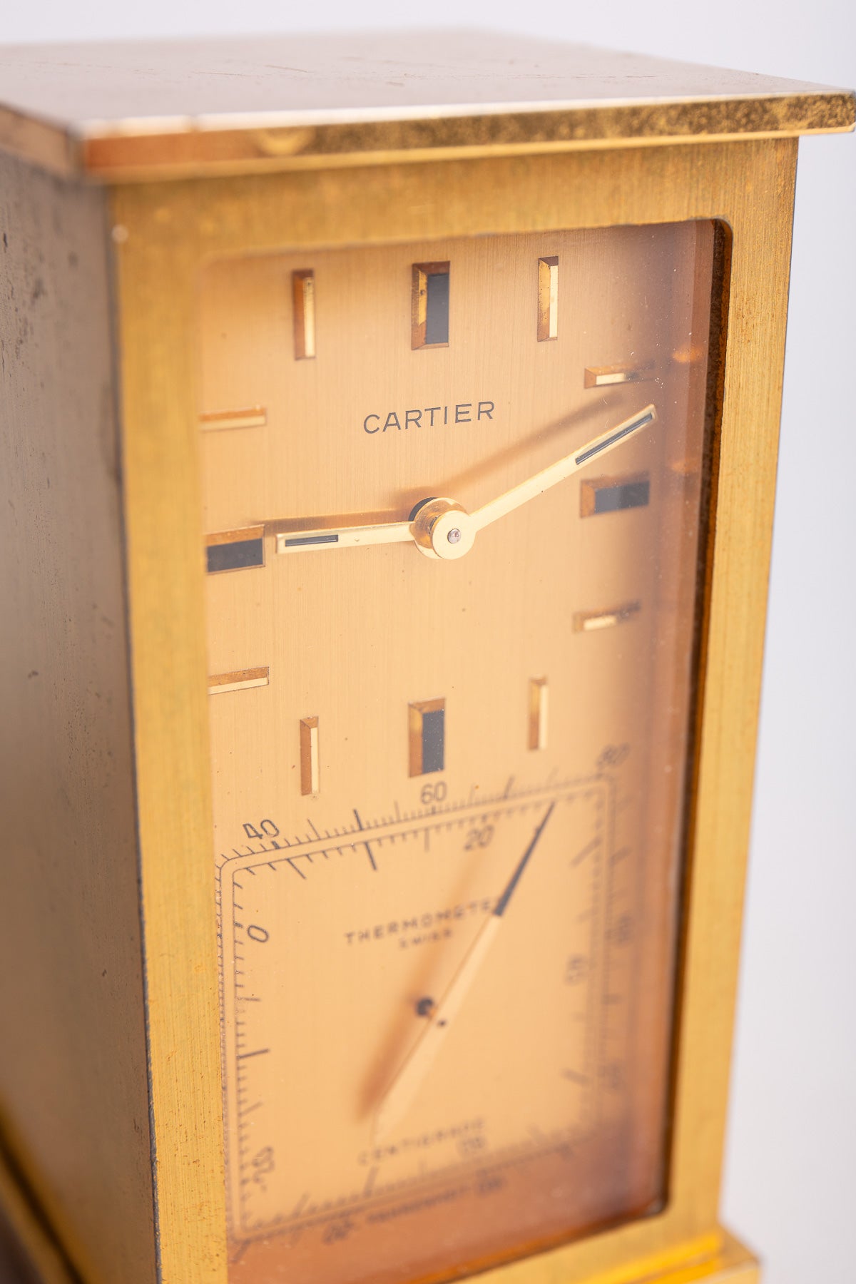 CARTIER | VINTAGE GILT BRASS DESK CLOCK - MAXFIELD LA