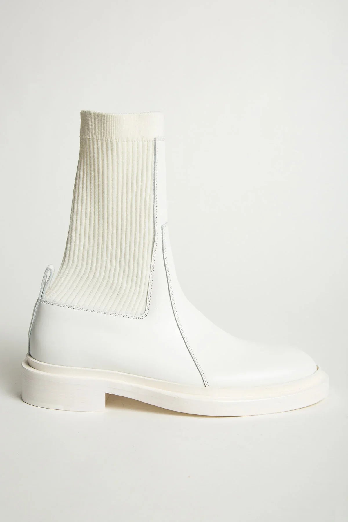 JIL SANDER | ELASTIC ANKLE WHITE LEATHER BOOTS