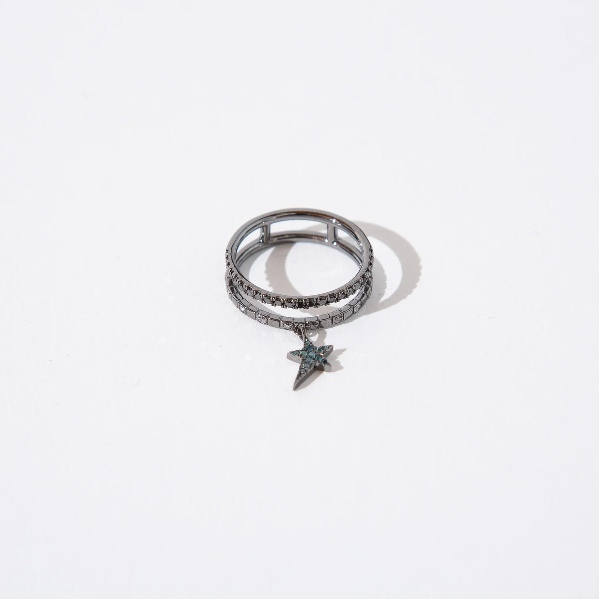 DIANE KORDAS | BLUE DIAMOND DOUBLE COSMOS STAR CHARM RING