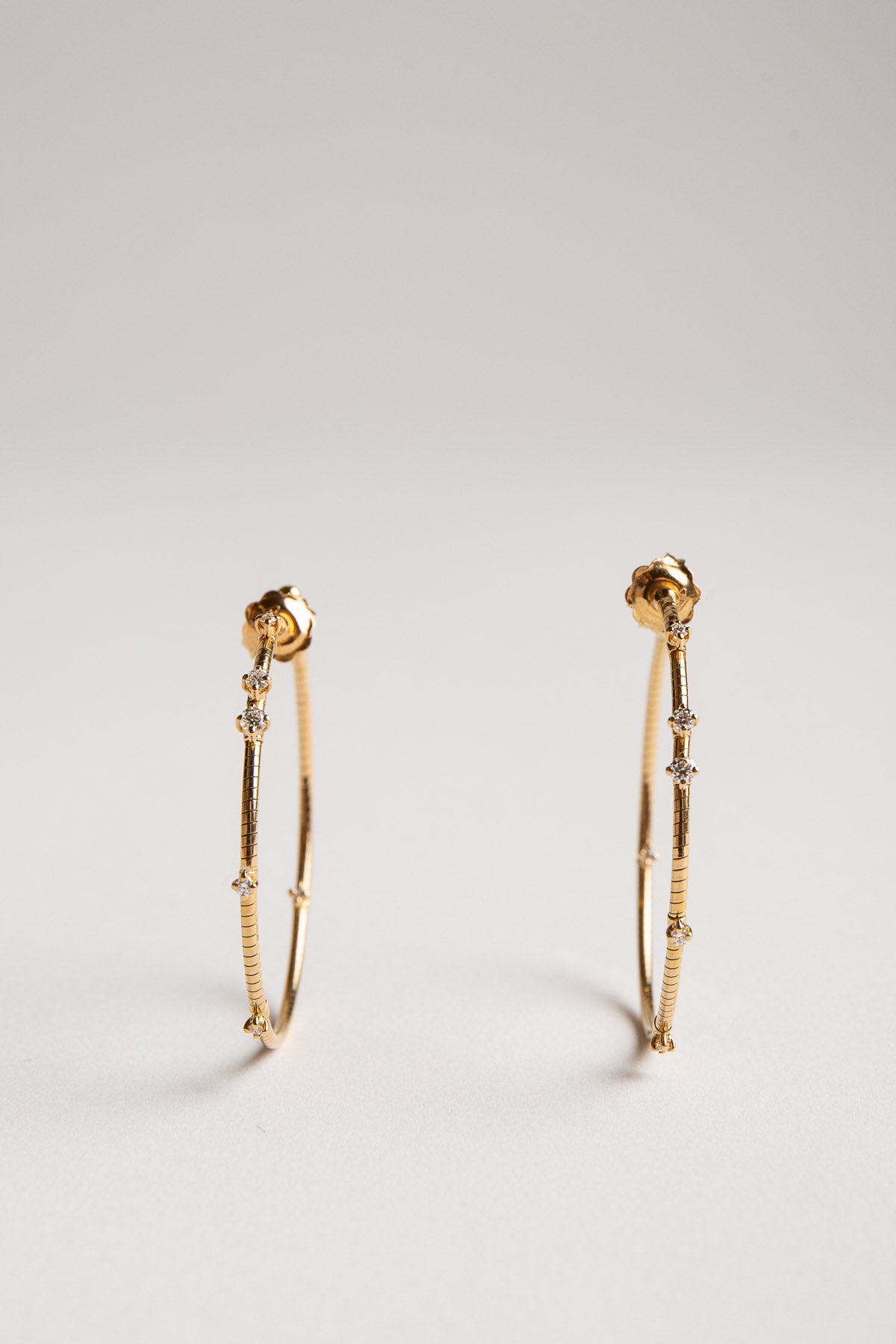 MATTIA CIELO | YELLOW GOLD DIAMOND HOOP EARRINGS - MAXFIELD LA