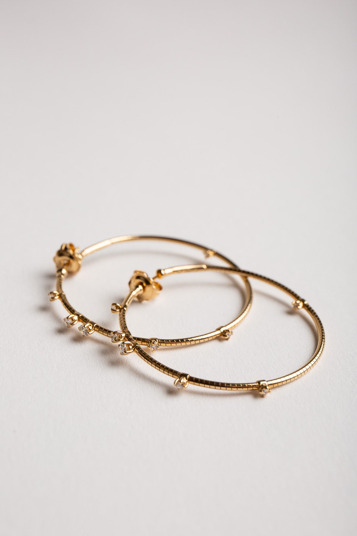 MATTIA CIELO | YELLOW GOLD DIAMOND HOOP EARRINGS - MAXFIELD LA