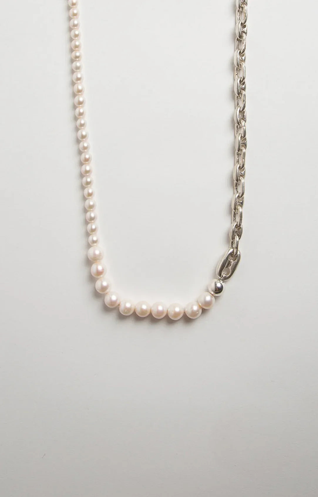 TRIN-KET | XL HALF PEARL/HALF CHAIN NECKLACE