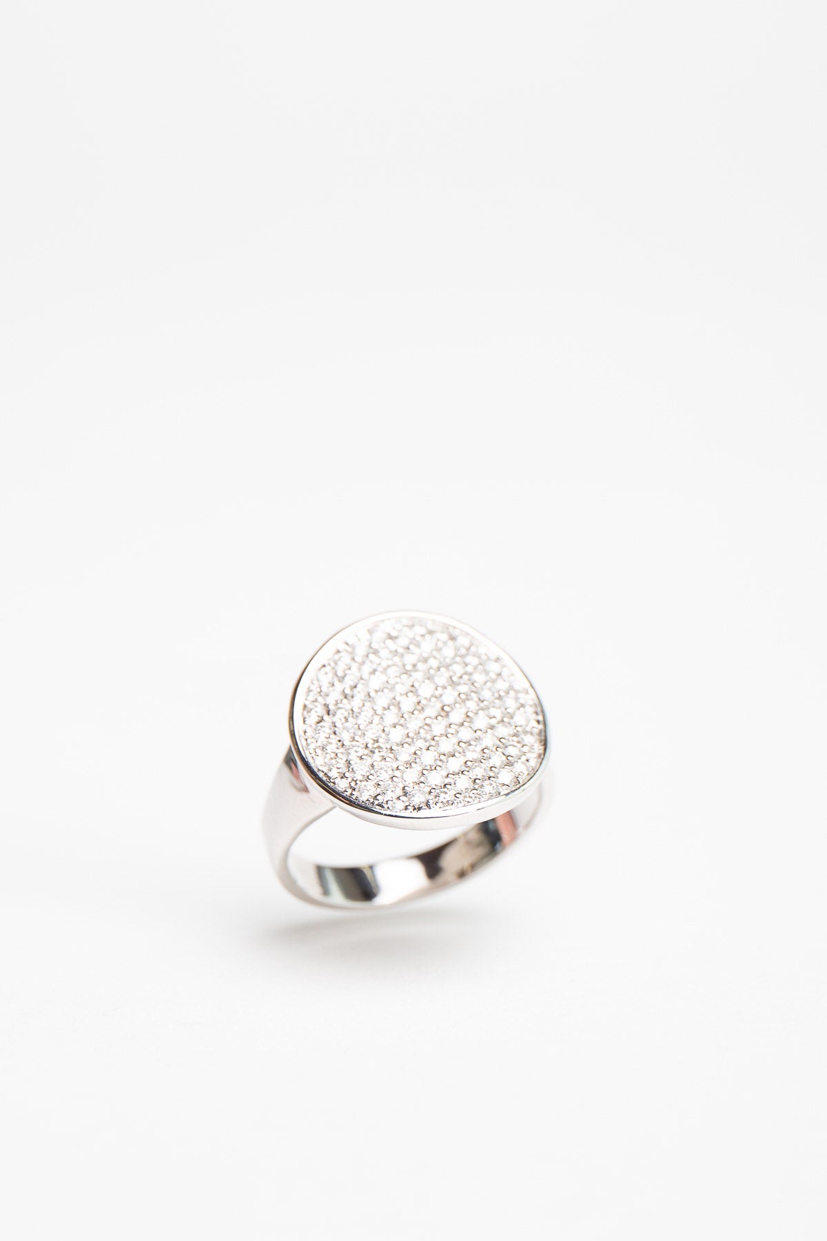 MAUD JEWELRY | 18K WHITE GOLD DIAMOND COIN RING - MAXFIELD LA