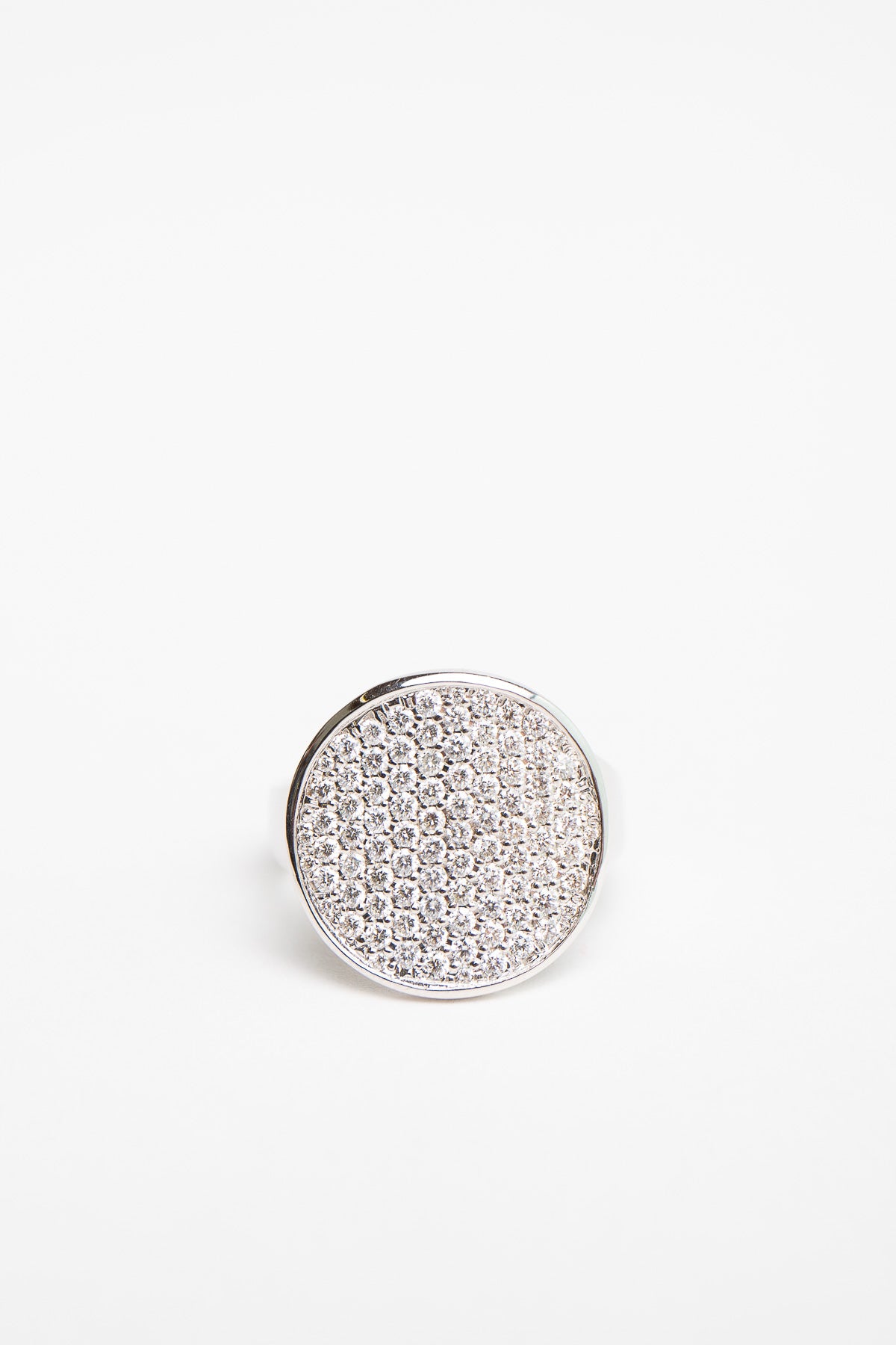 MAUD JEWELRY | 18K WHITE GOLD DIAMOND COIN RING - MAXFIELD LA