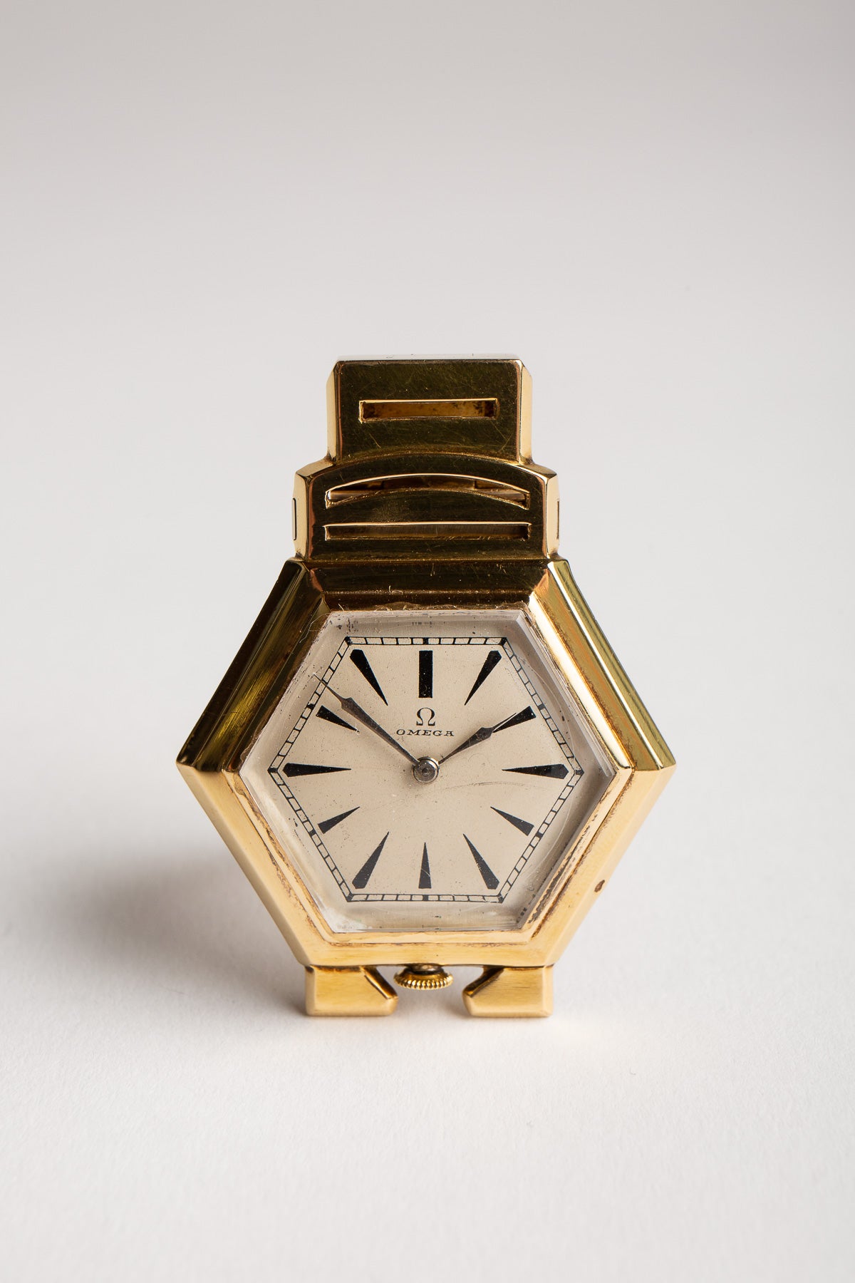 OMEGA | VINTAGE YELLOW GOLD ART DECO WATCH/CLIP