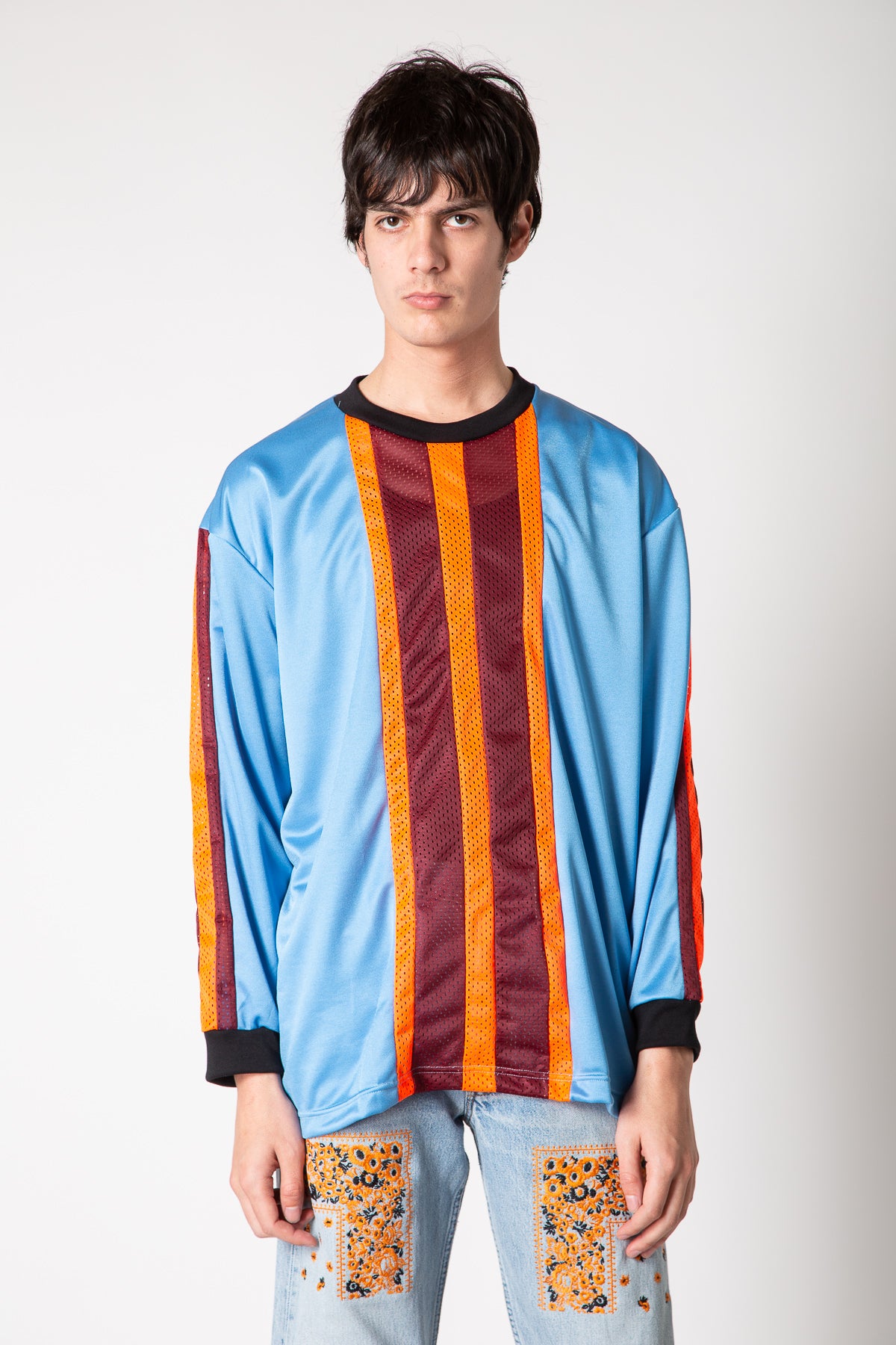 NOMARHYTHM TEXTILE | STRIPE LONG SLEEVE MESH TEE