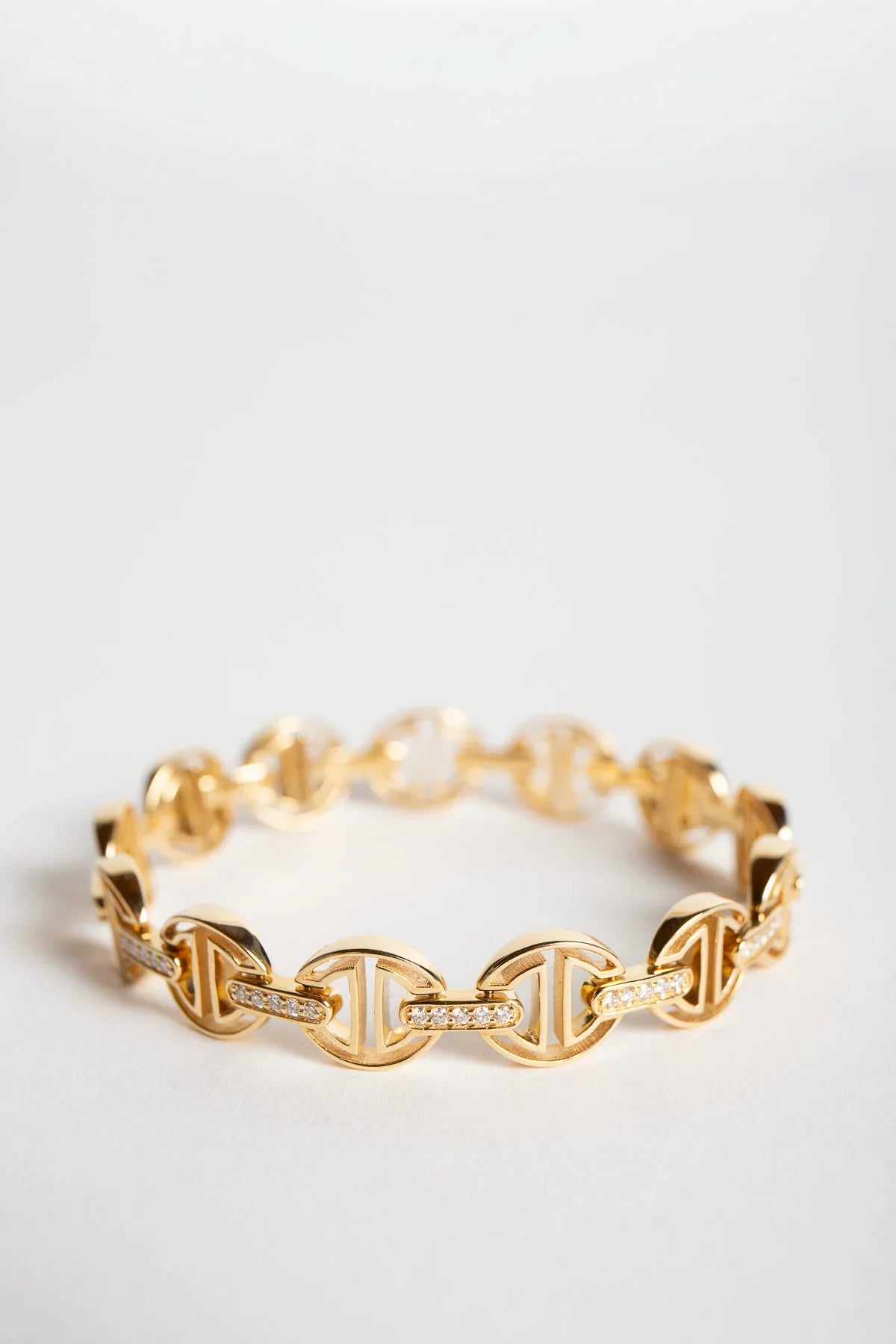 HOORSENBUHS | MMV SMALL LINK BRACELET WITH DIAMOND BRIDGES 6.75"