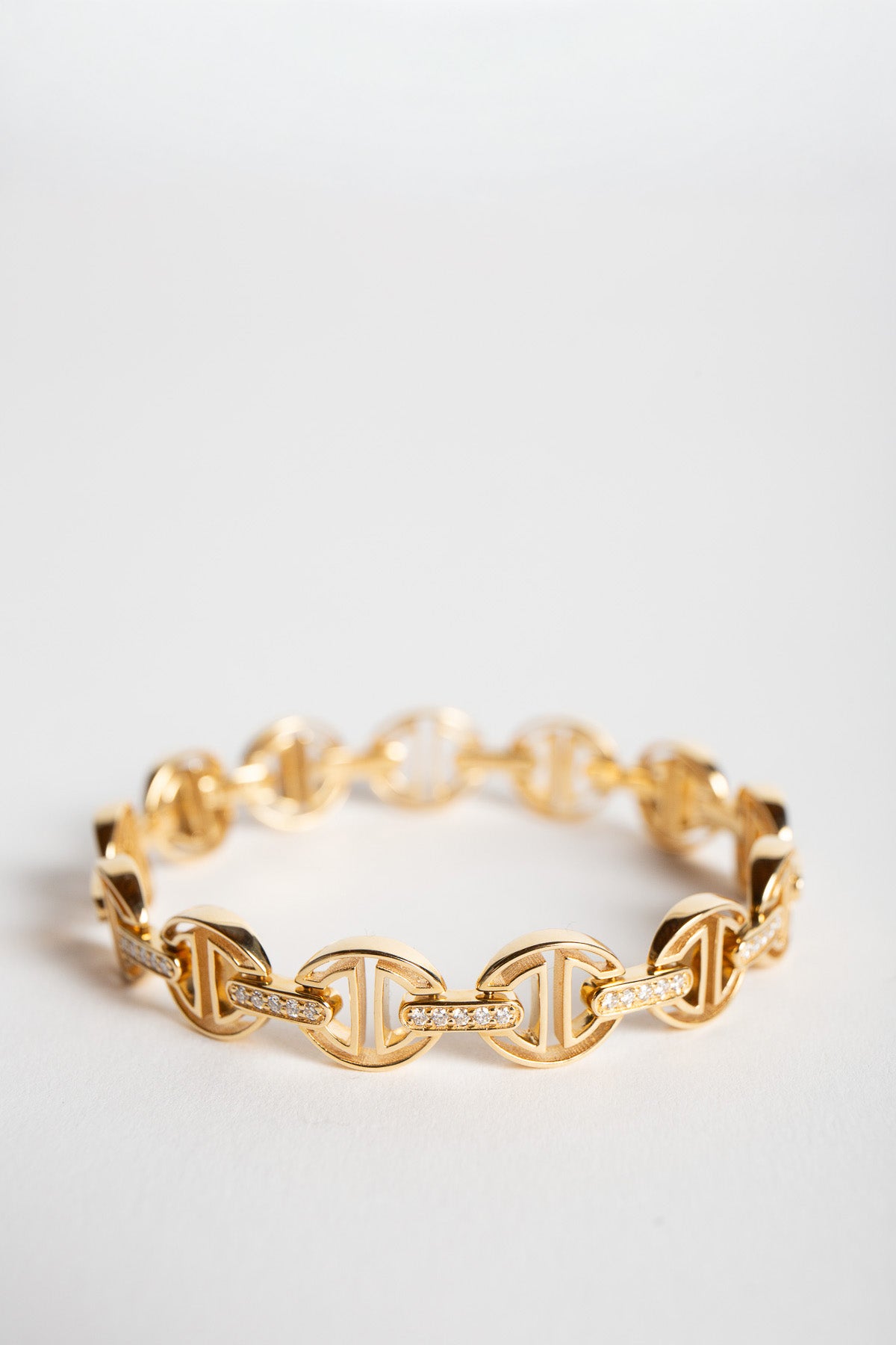 HOORSENBUHS | MMV SMALL LINK BRACELET WITH DIAMOND BRIDGES 6.75"