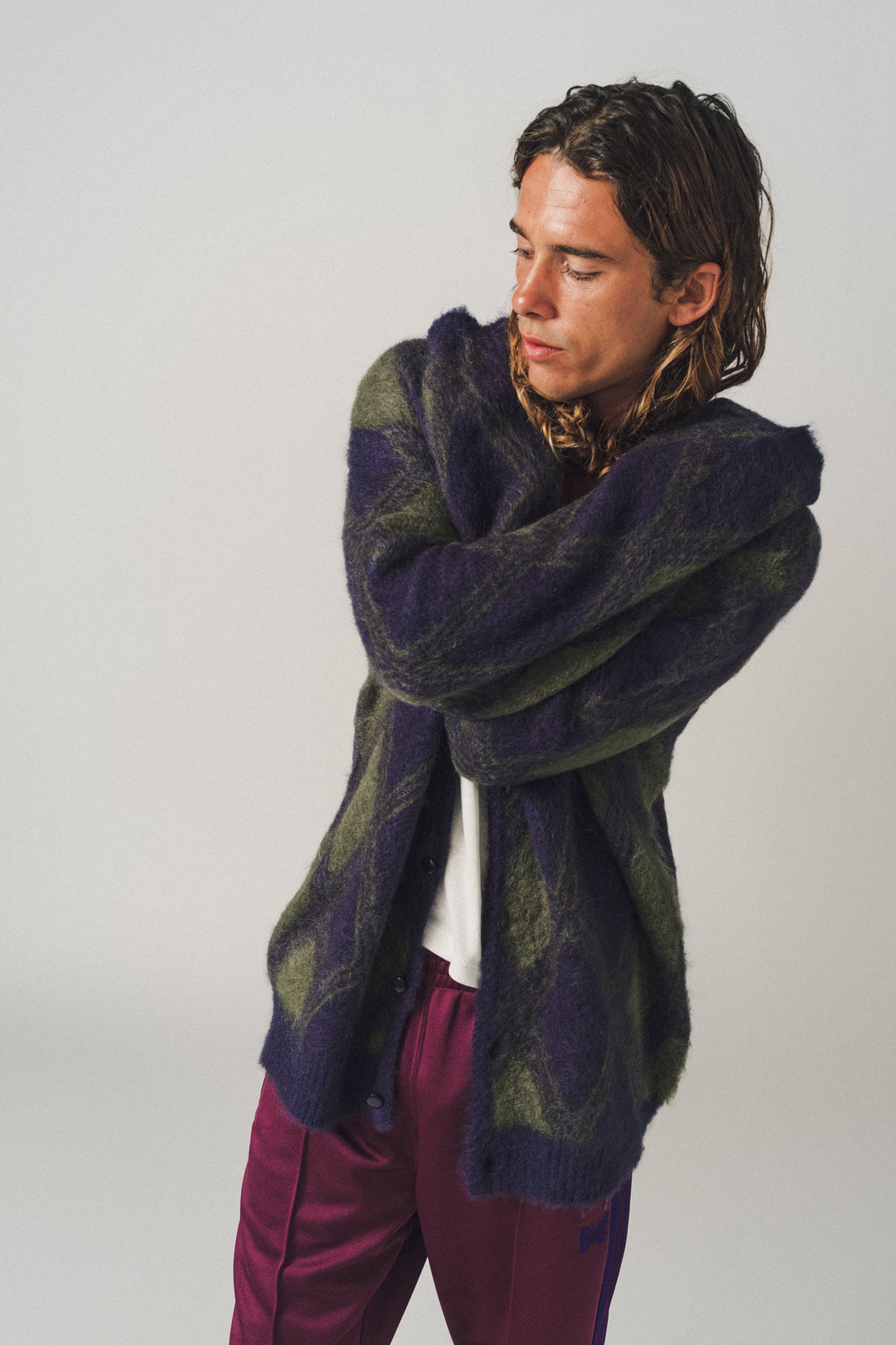 NEEDLES | ARGYLE MOHAIR CARDIGAN
