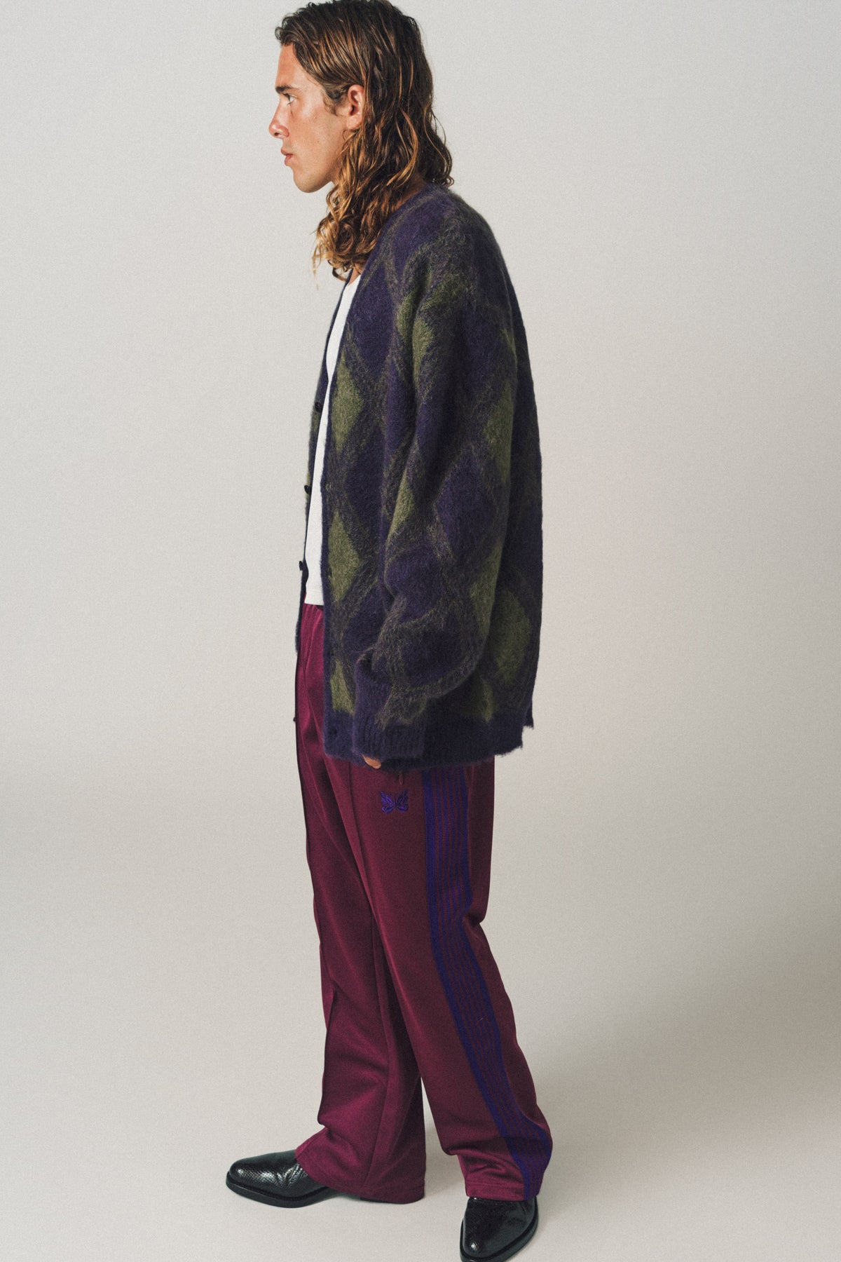 NEEDLES | ARGYLE MOHAIR CARDIGAN
