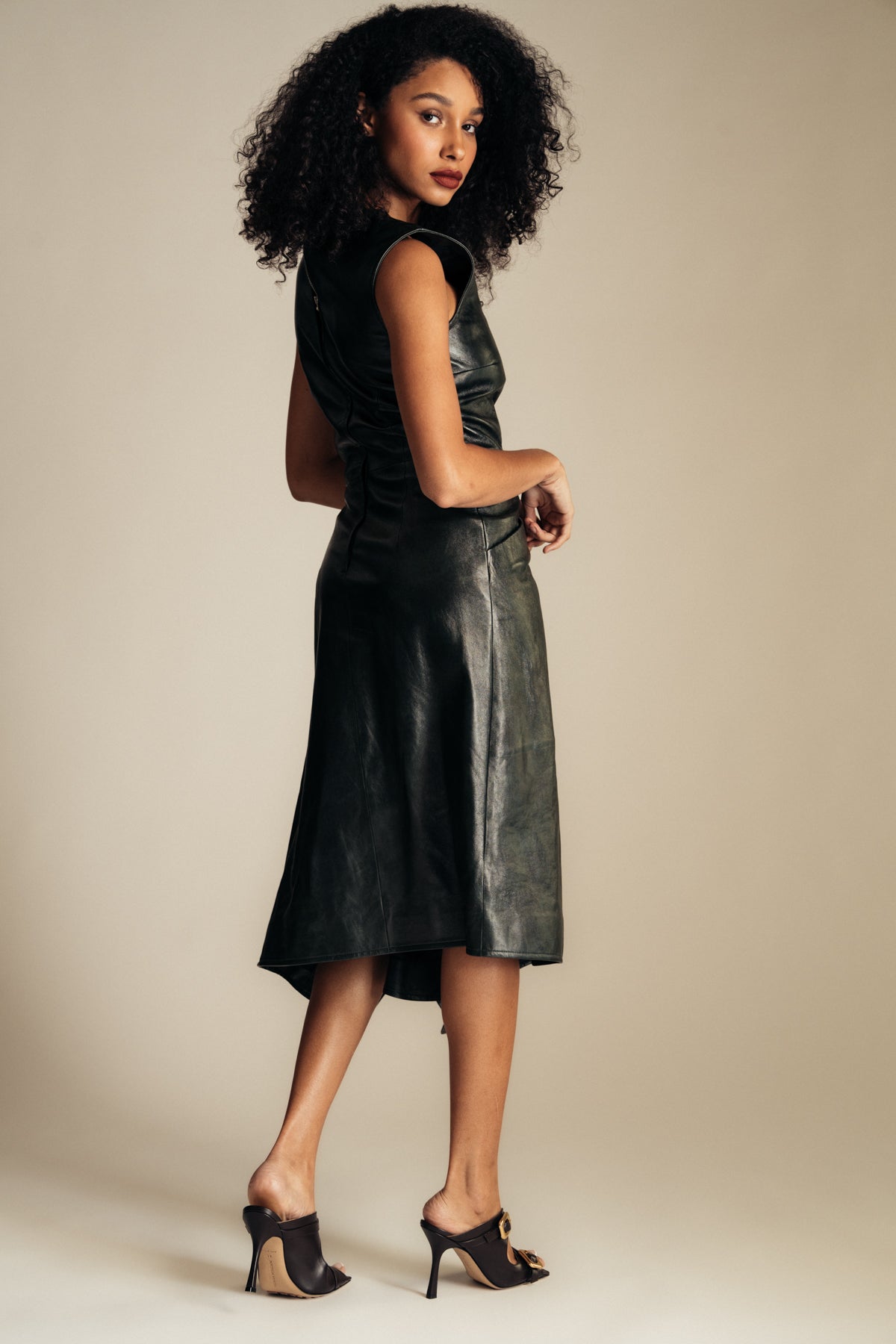 BOTTEGA VENETA | LEATHER MIDI DRESS