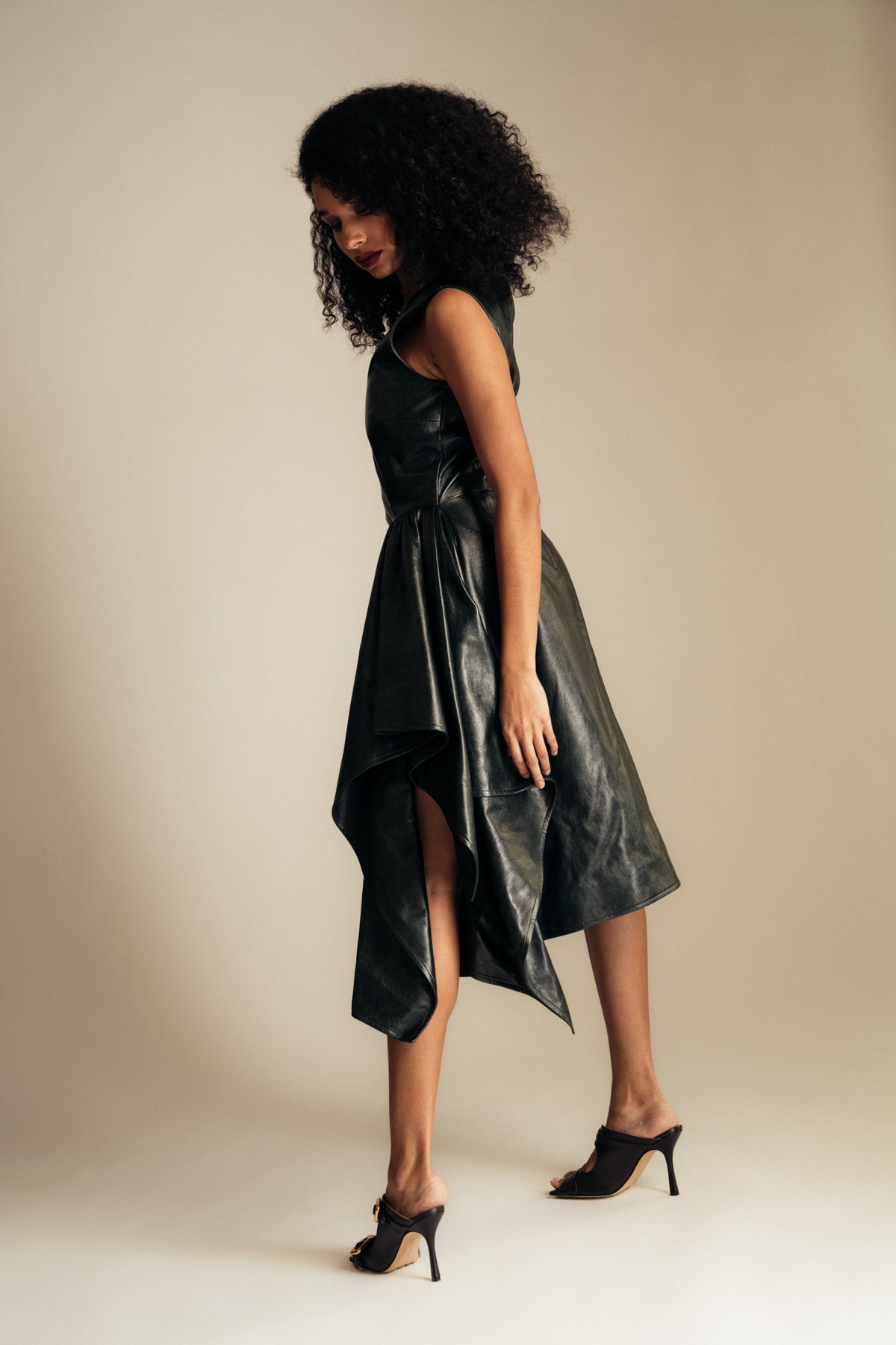 BOTTEGA VENETA | LEATHER MIDI DRESS