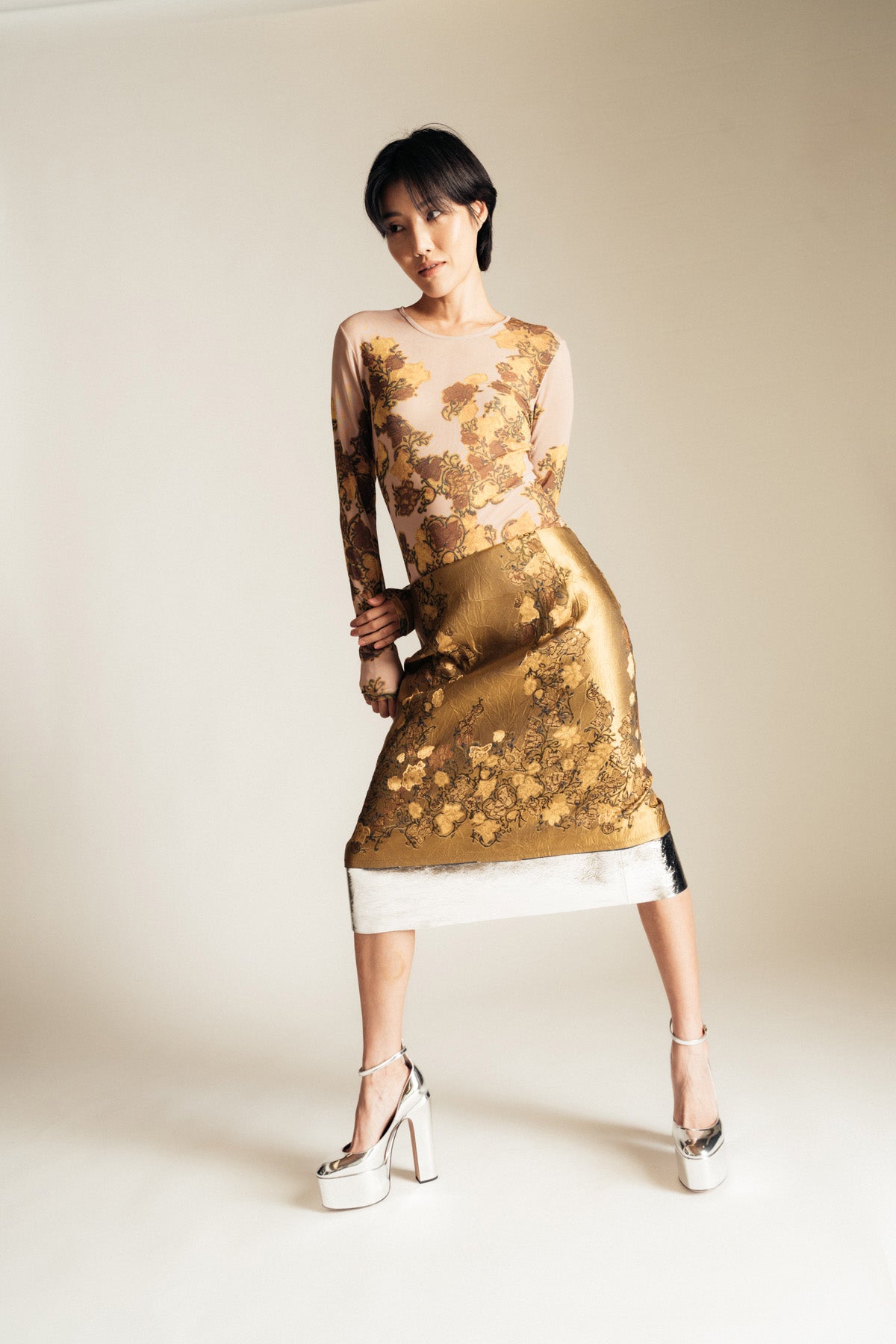 DRIES VAN NOTEN | FLORAL JACQUARD SKIRT