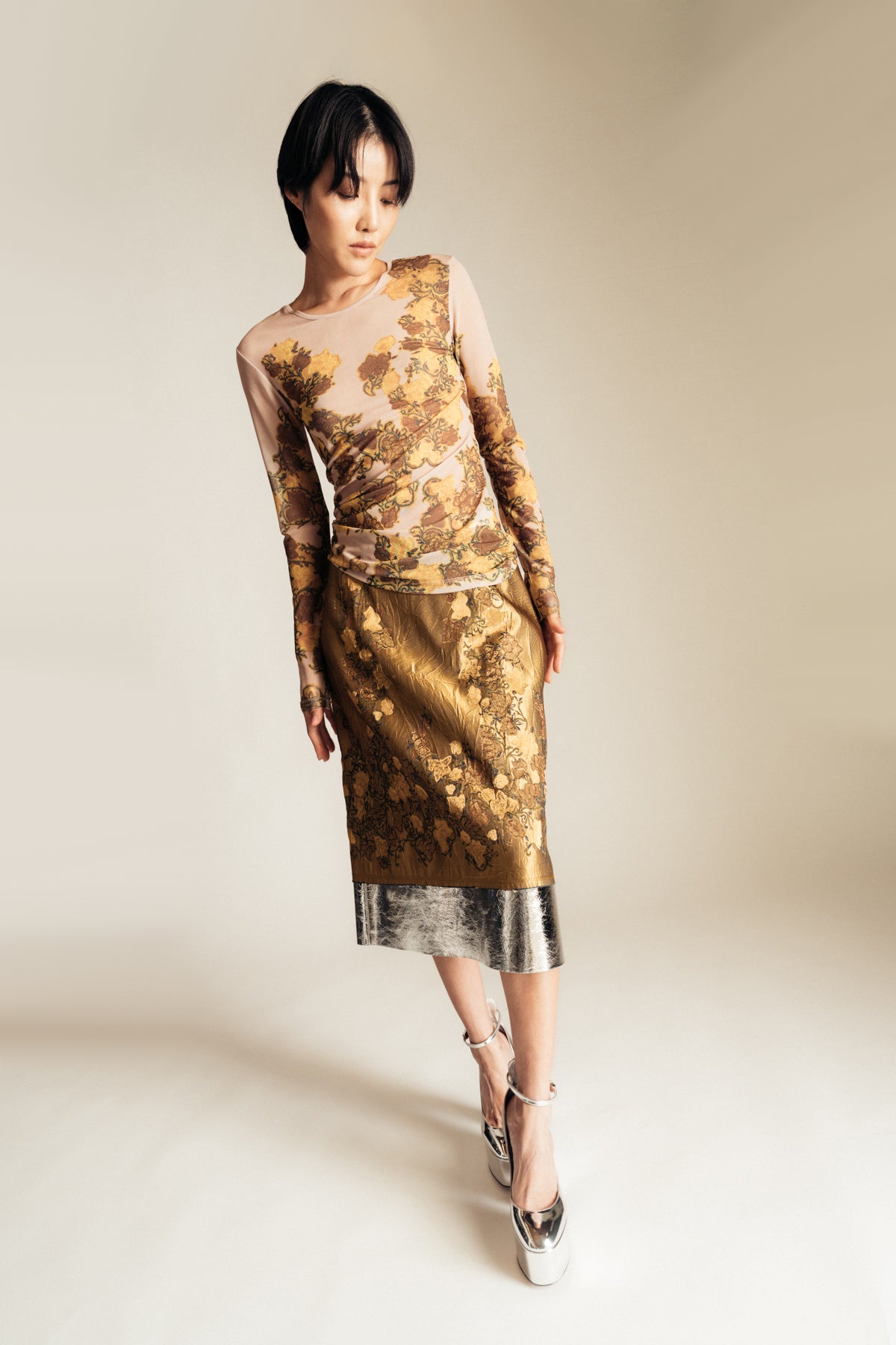 DRIES VAN NOTEN | FLORAL JACQUARD SKIRT