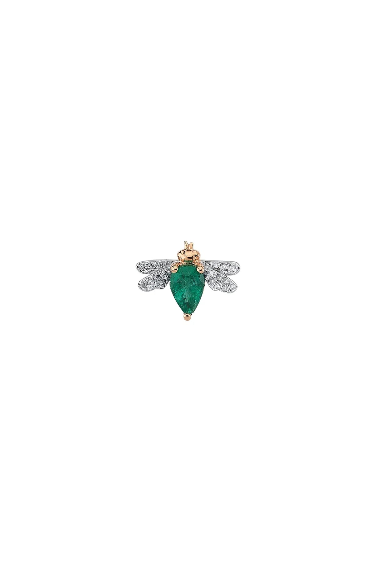 BEE GODDESS | QUEEN BEE BELLA SINGLE EMERALD EARRING - MAXFIELD LA