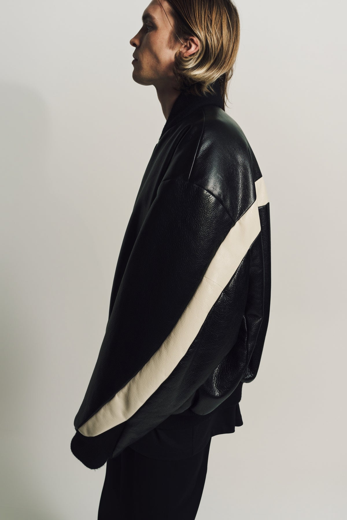 FEAR OF GOD | LEATHER MOTO STRIPE BOMBER