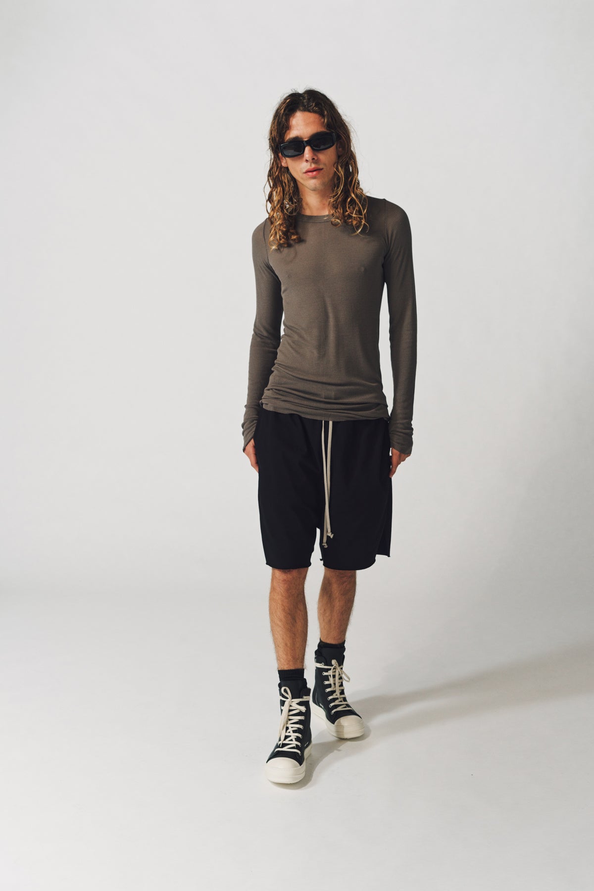 RICK OWENS | RIB LONG SLEEVE TEE - MAXFIELD LA