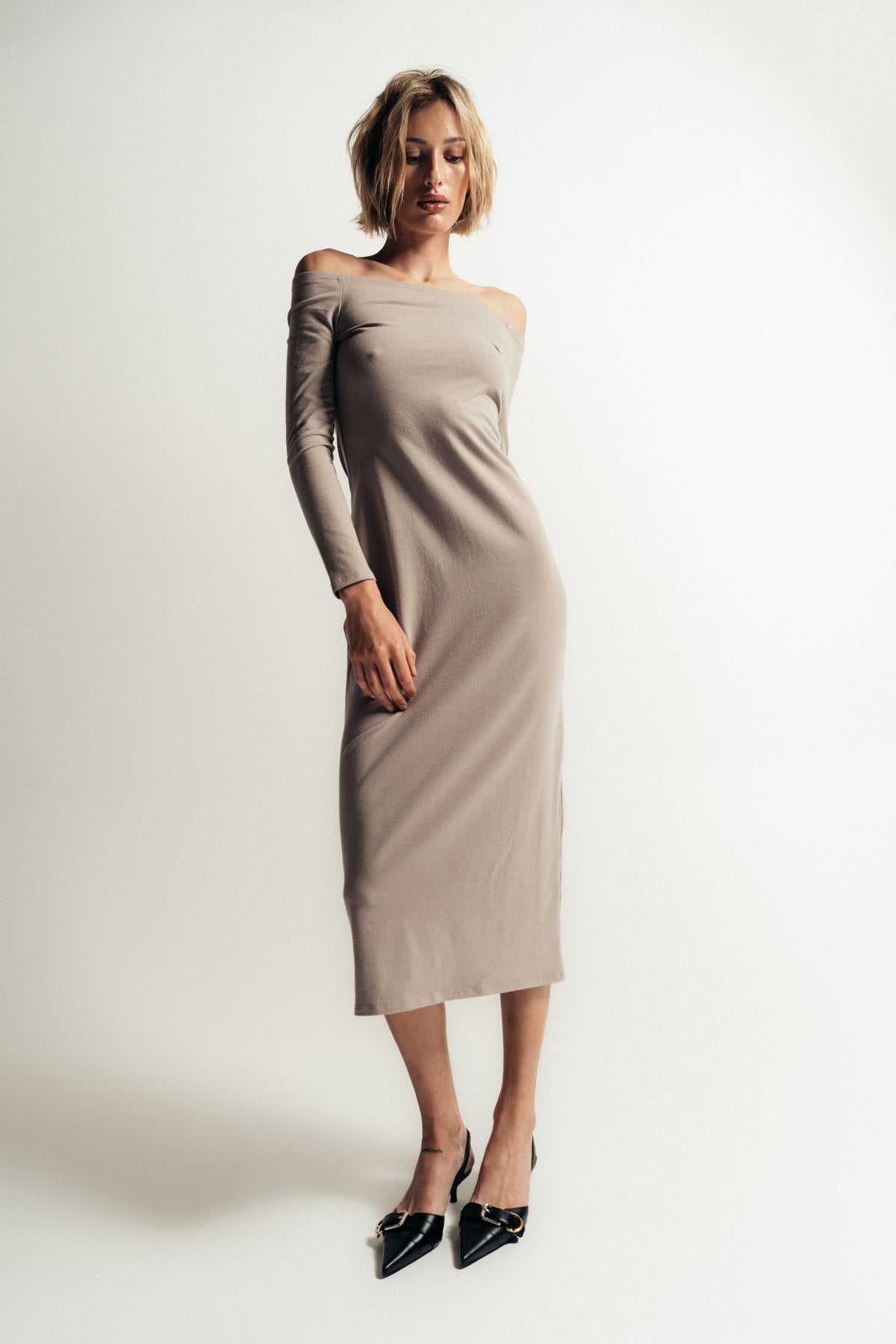 beige tunic dress SABLYN