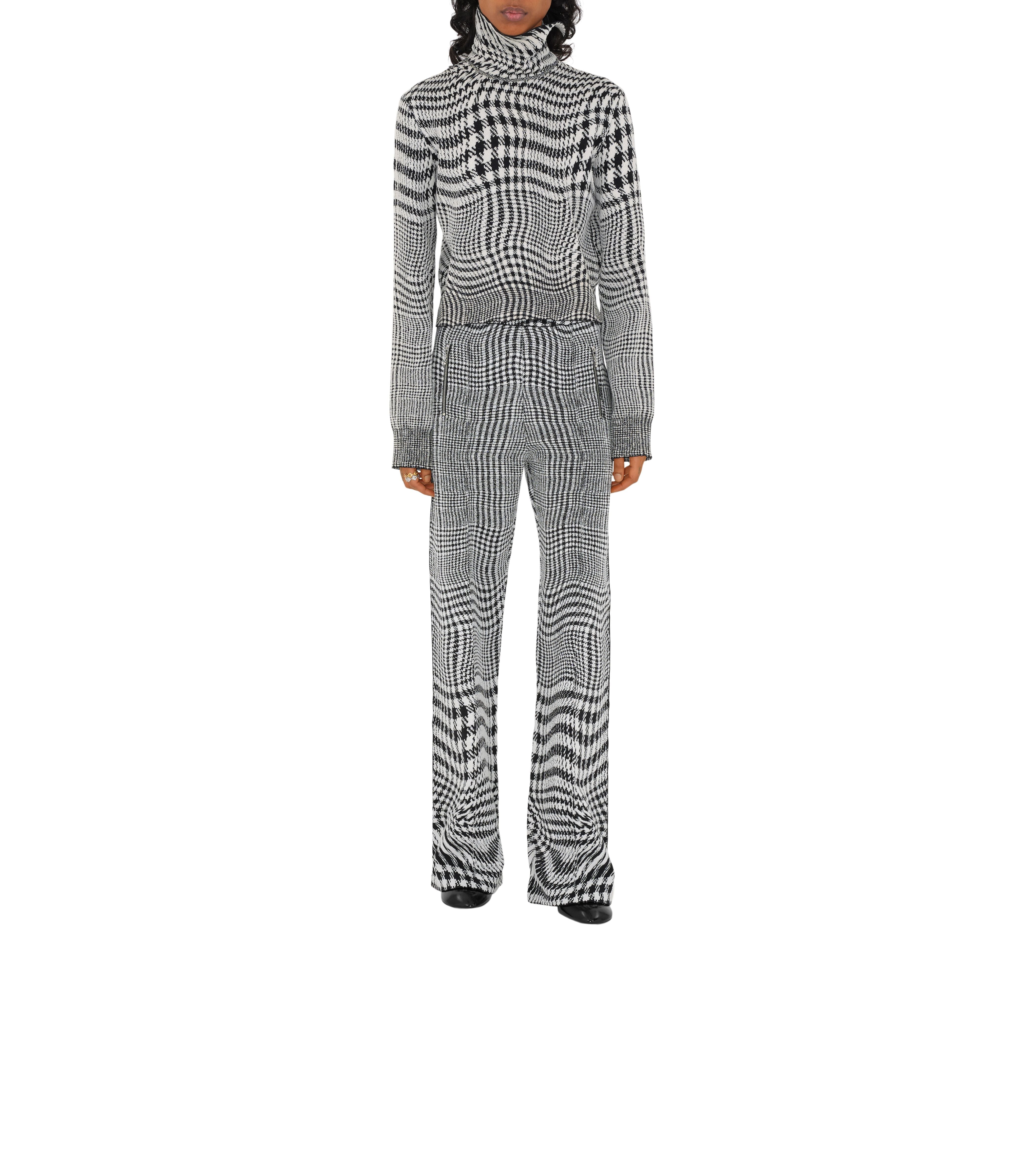 BURBERRY | WARPED HOUNDSTOOTH WOOL BLEND TROUSERS
