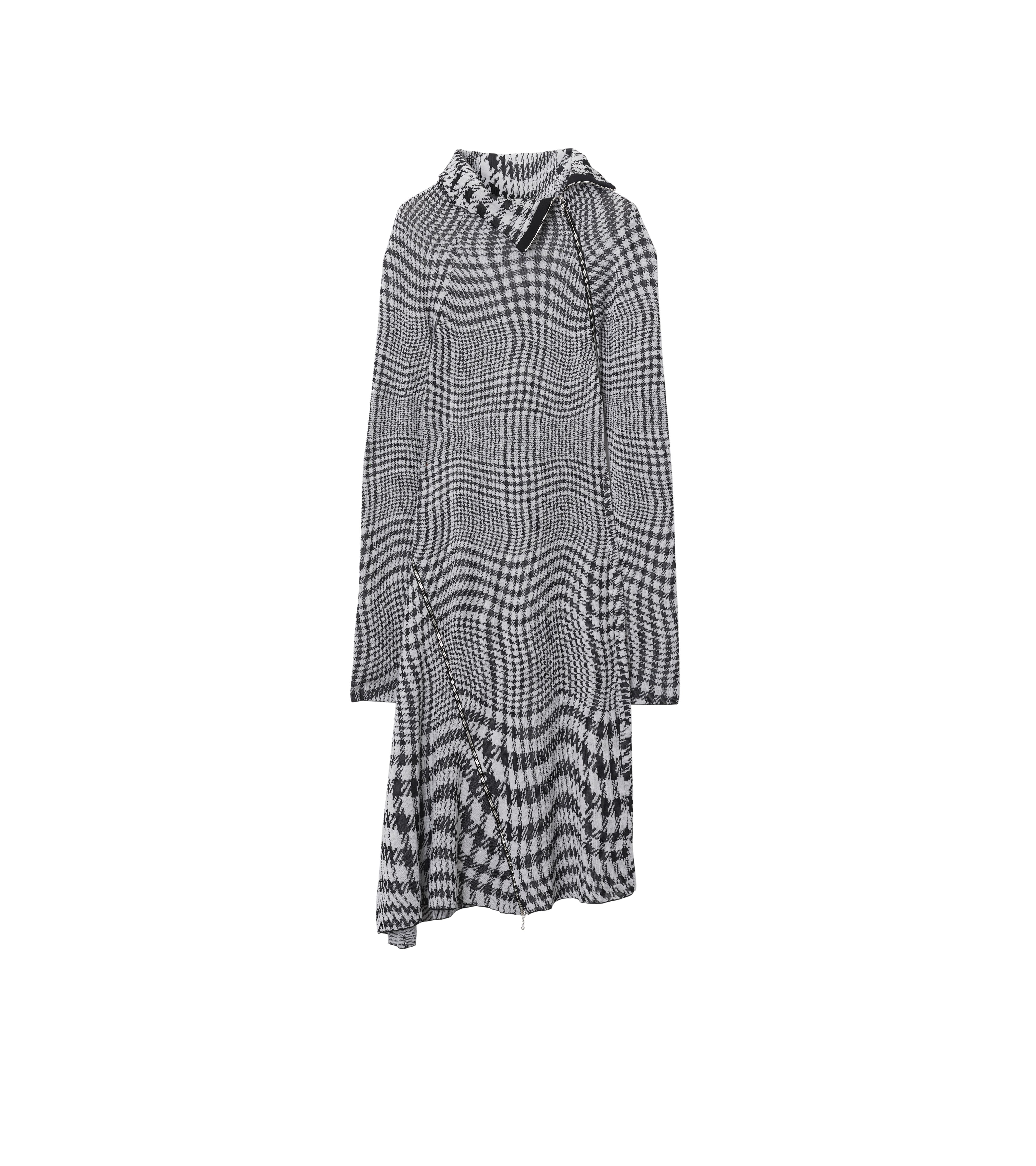 BURBERRY | WARPED HOUNDSTOOTH WOOL BLEND DRESS