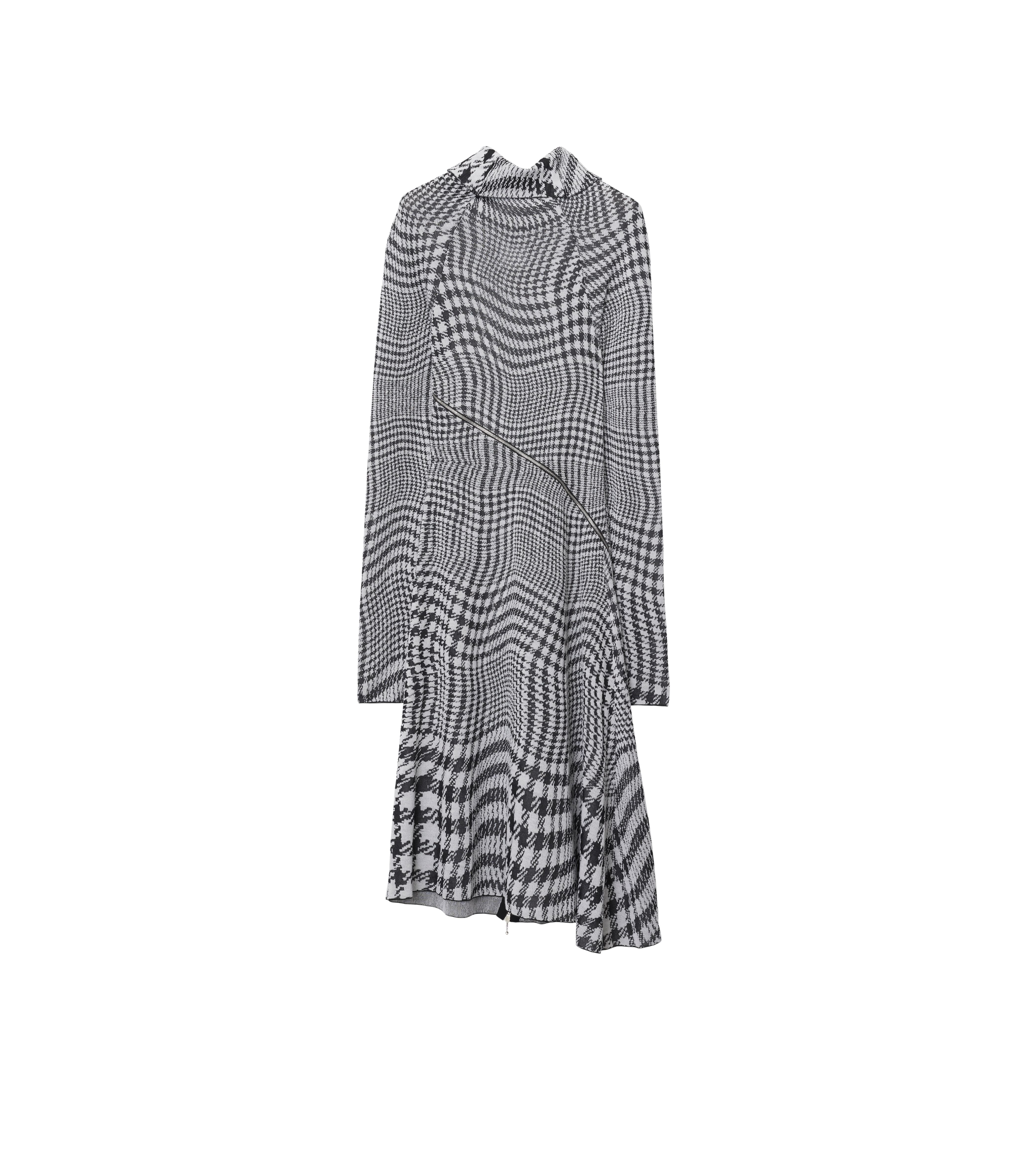 BURBERRY | WARPED HOUNDSTOOTH WOOL BLEND DRESS