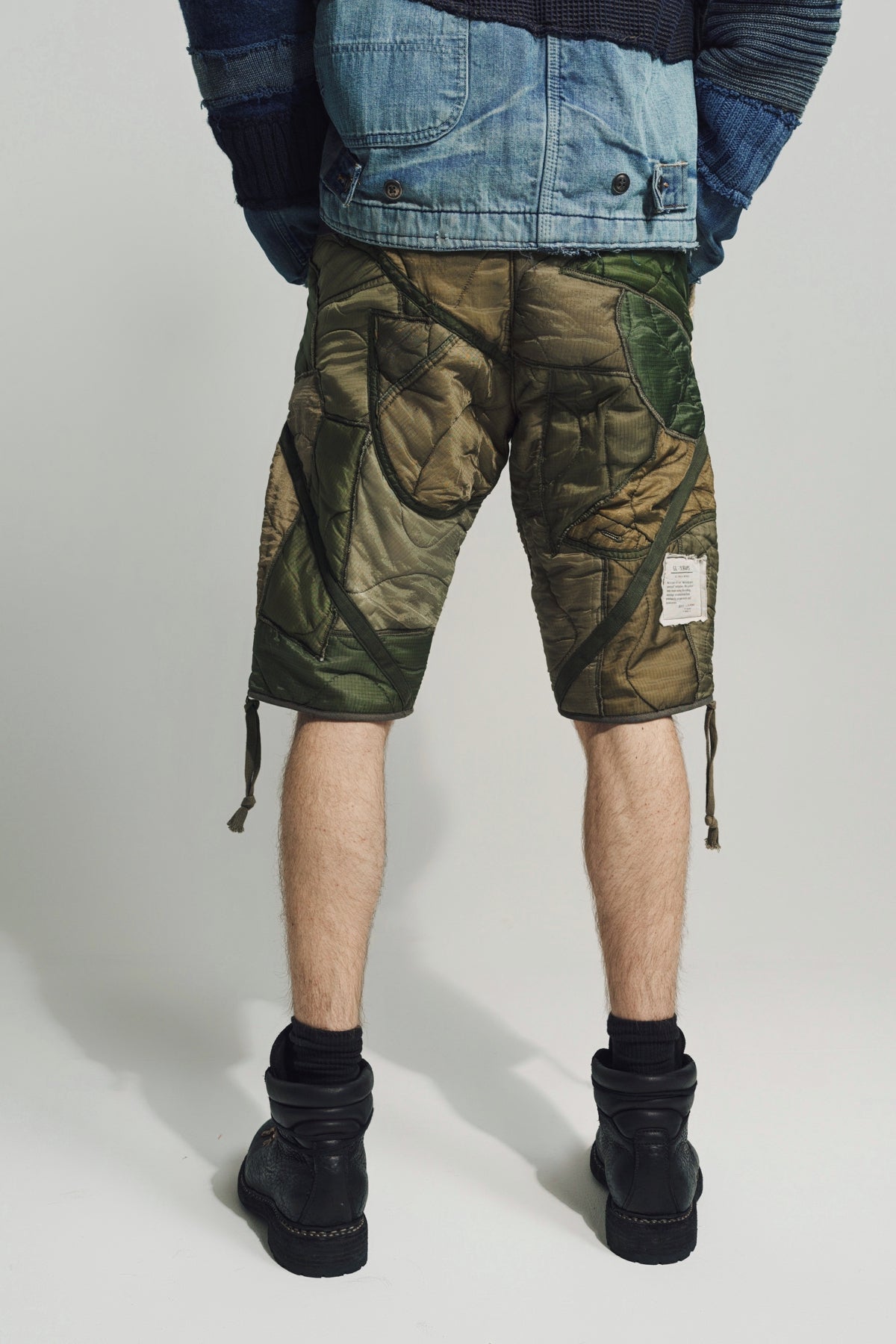 GREG LAUREN | MIXED PUFFER ZIP SHORTS - MAXFIELD LA