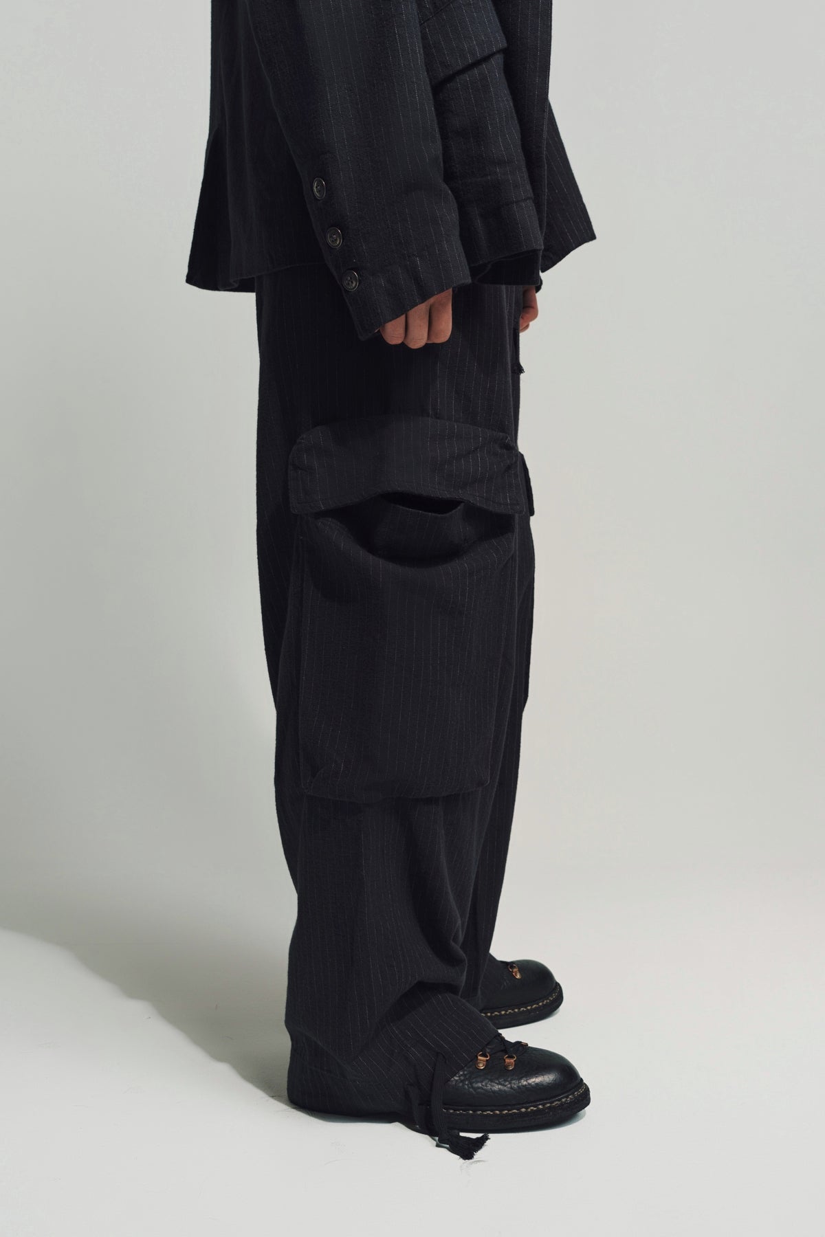 GREG LAUREN | PINSTRIPE WIDE LEG PANTS - MAXFIELD LA