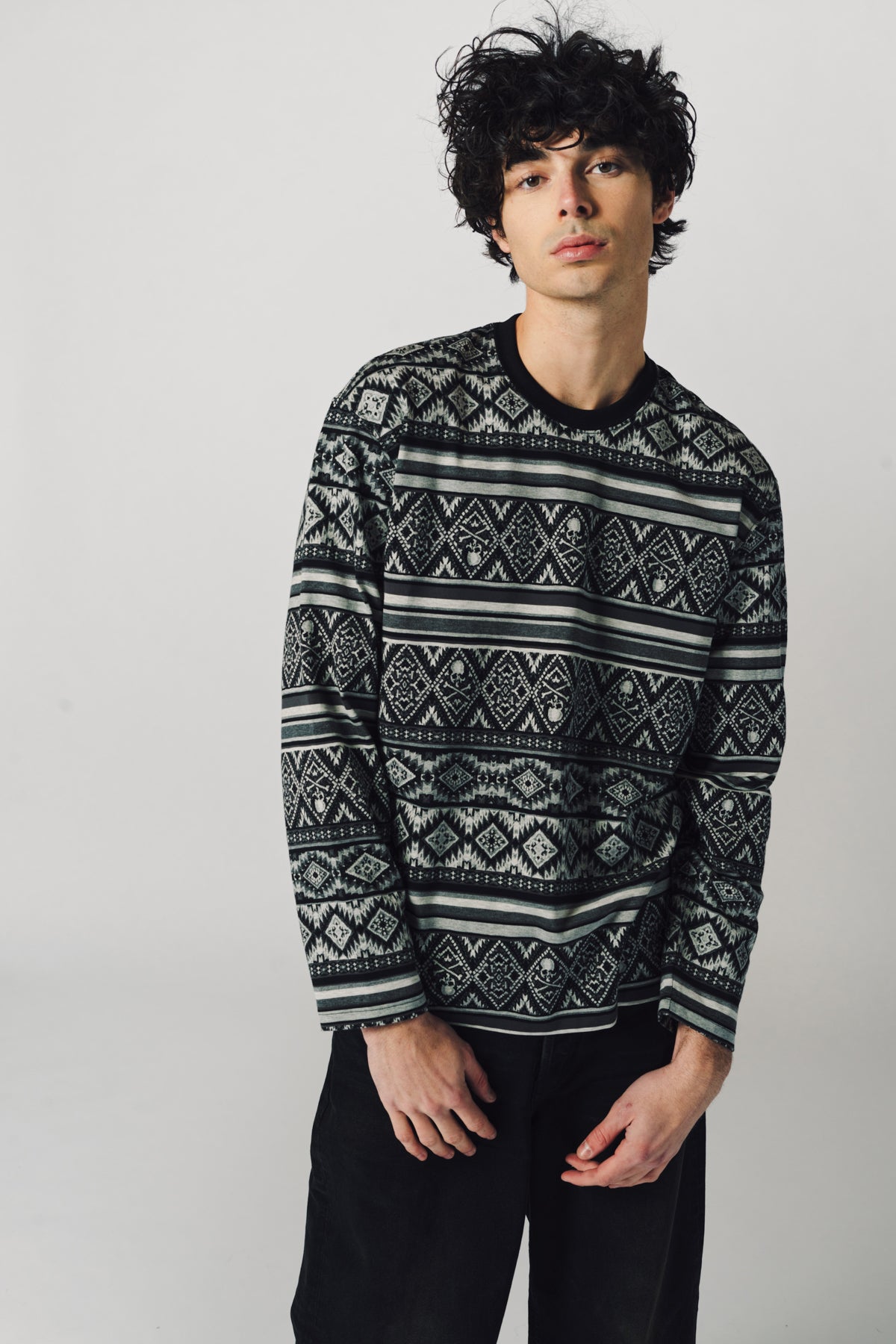 MASTERMIND | LONG SLEEVE BORDER TEE - MAXFIELD LA