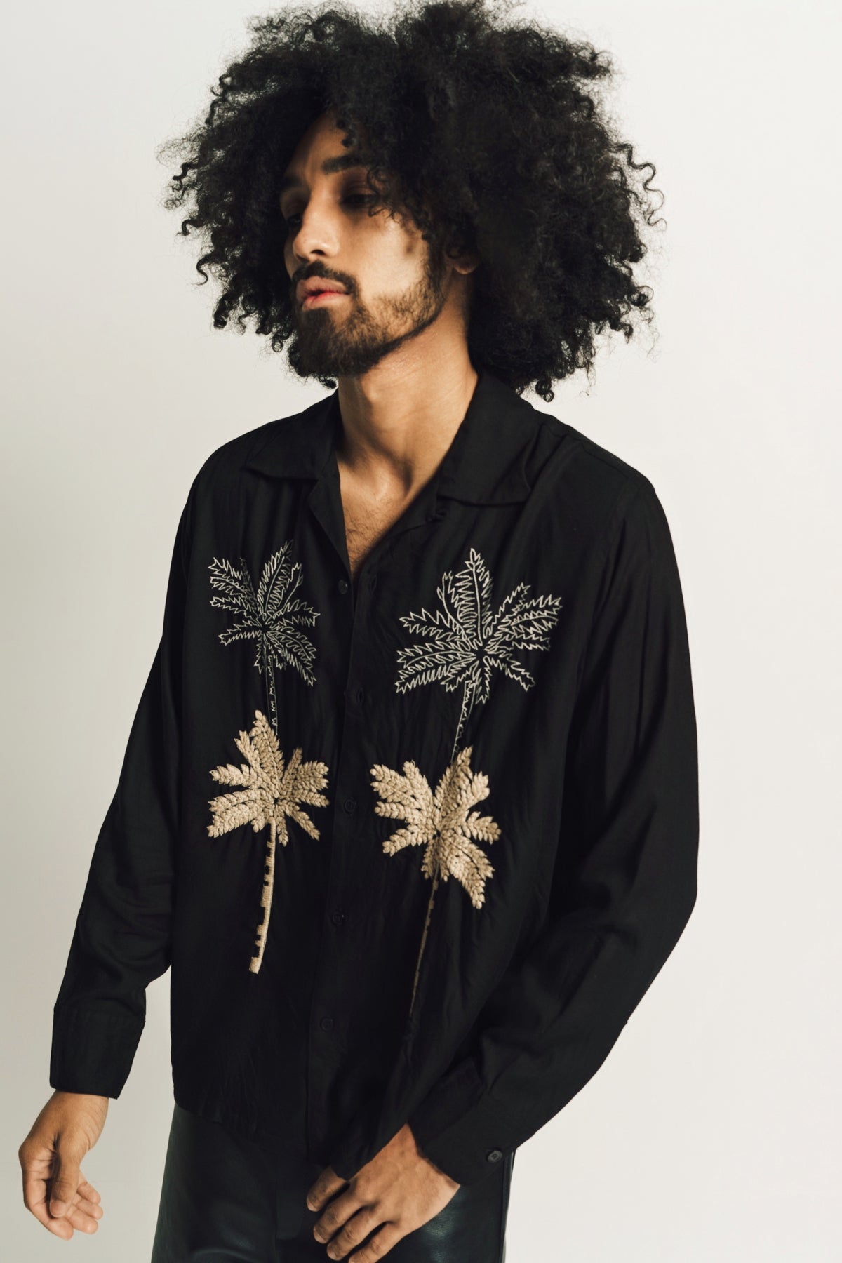 NOMA T.D. | PALM TREE HAND EMBROIDERY LONG SLEEVE SHIRT