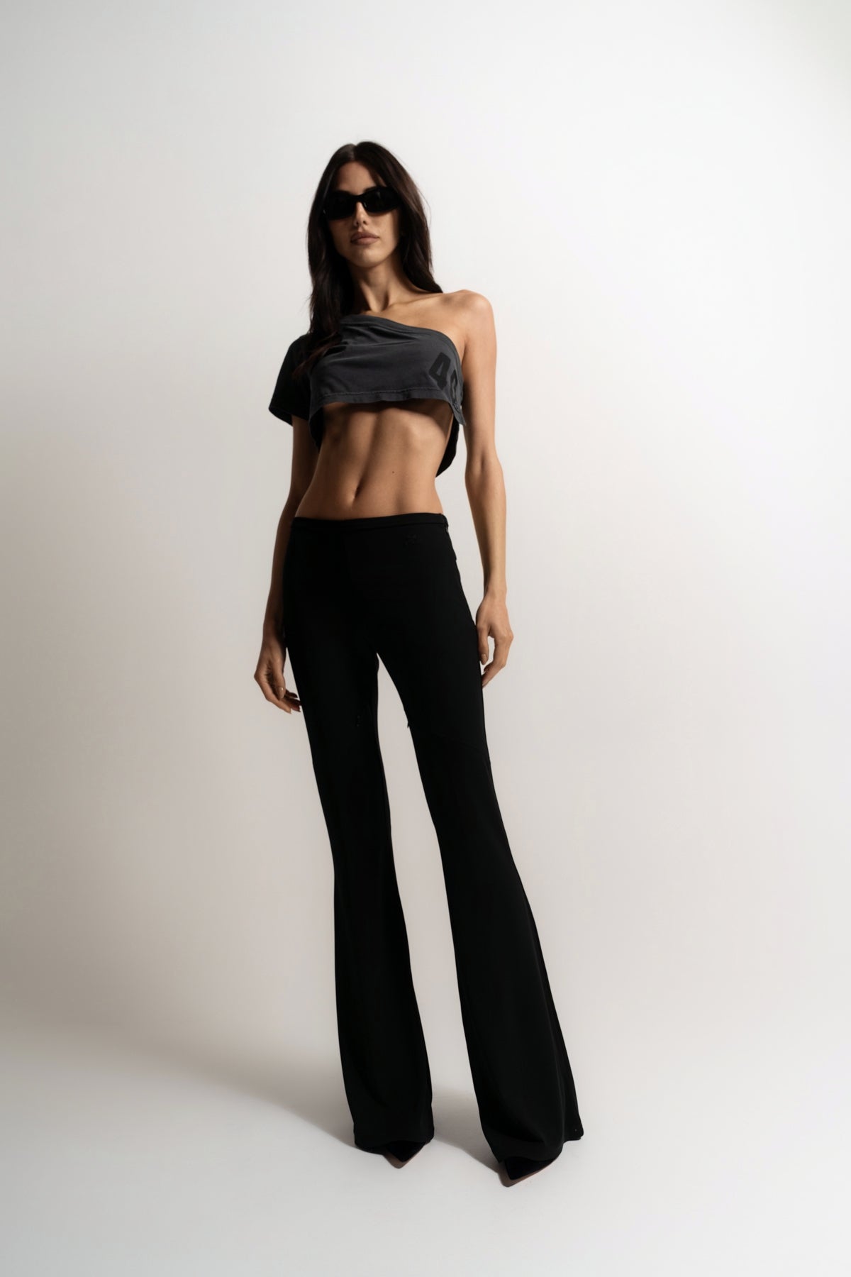 COURRÈGES | TUBA PRINTED STONEWASHED CROPPED TOP