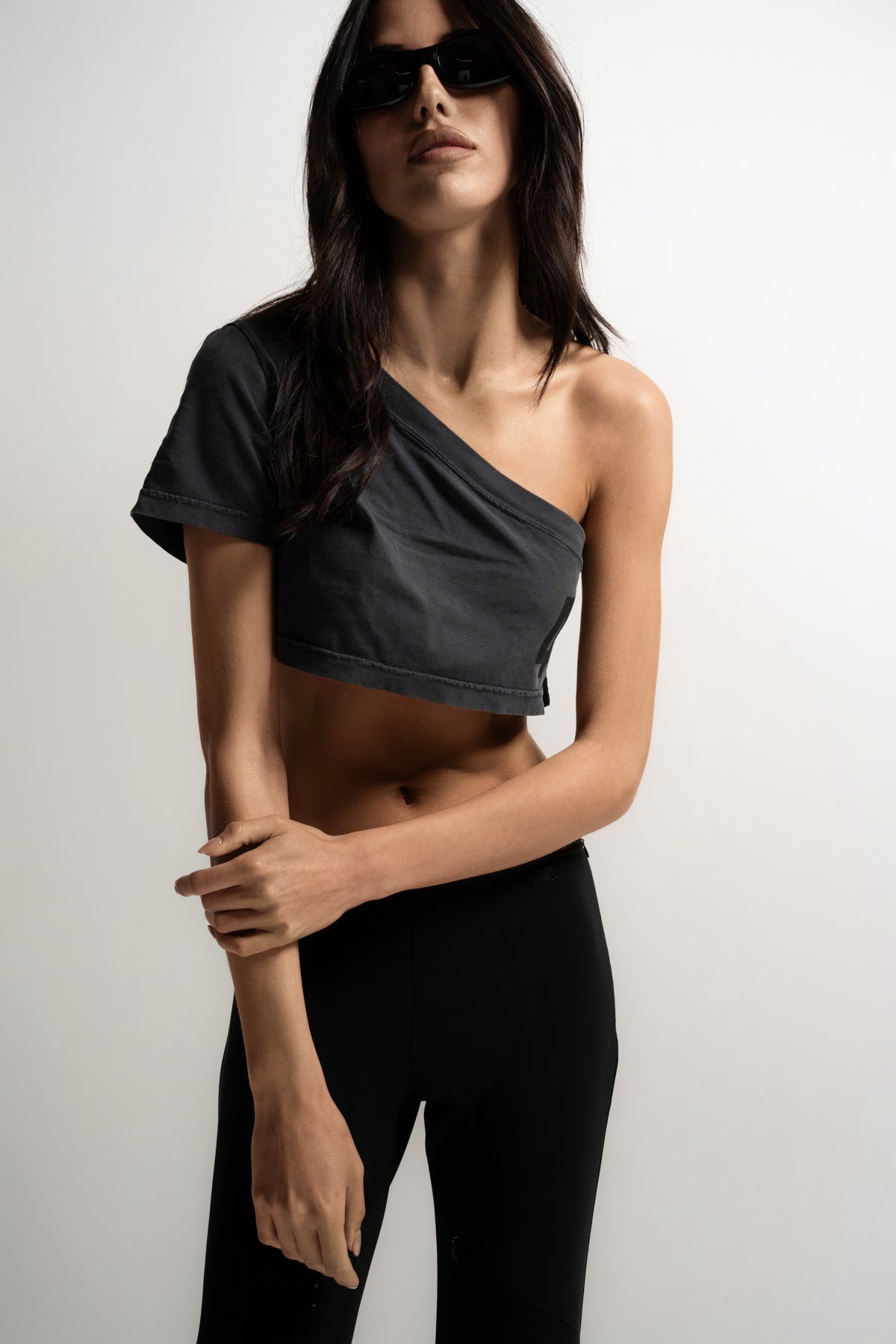 COURRÈGES | TUBA PRINTED STONEWASHED CROPPED TOP
